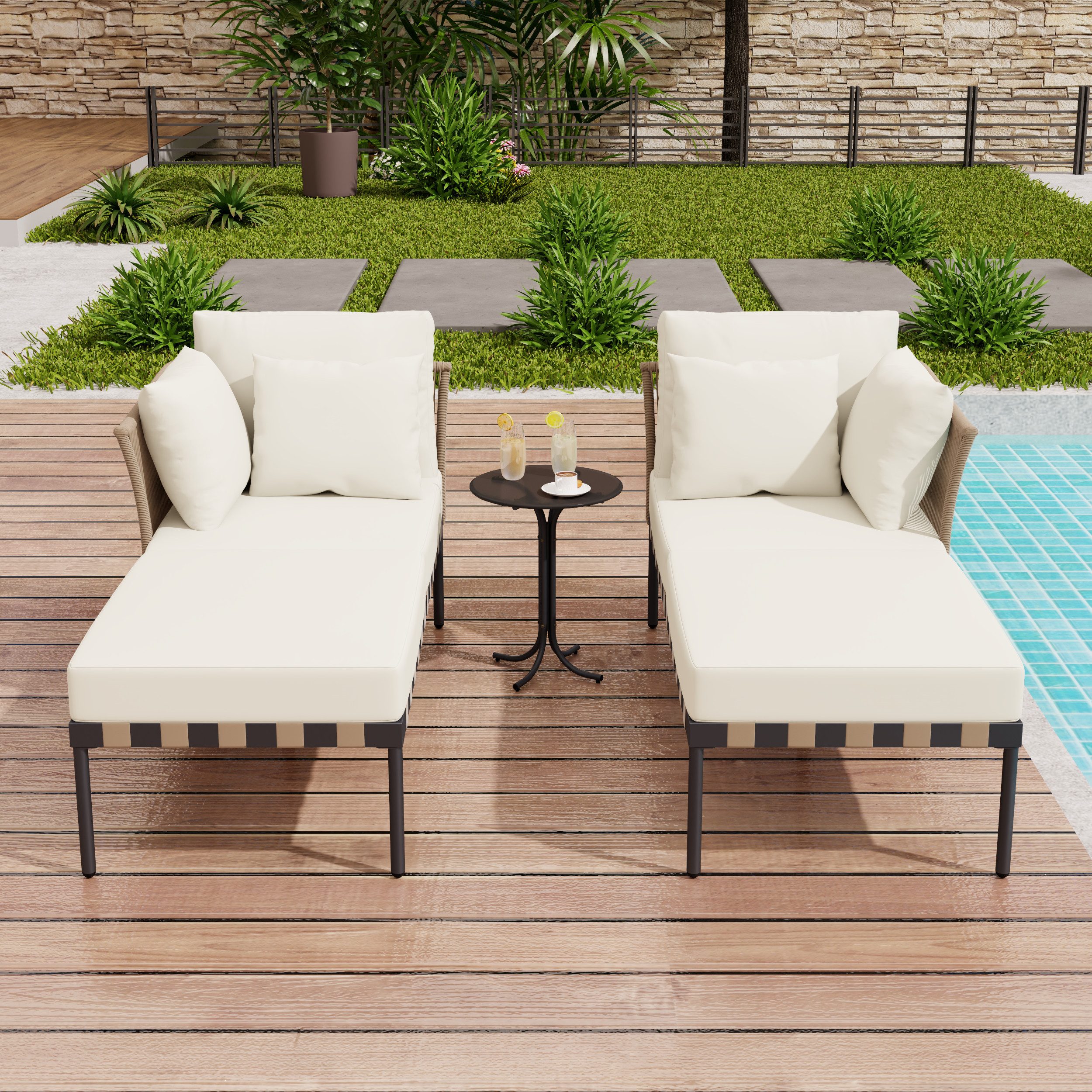 Flieks Gartenliege, Outdoor Abnehmbare Doppelliege Gartensofa günstig online kaufen