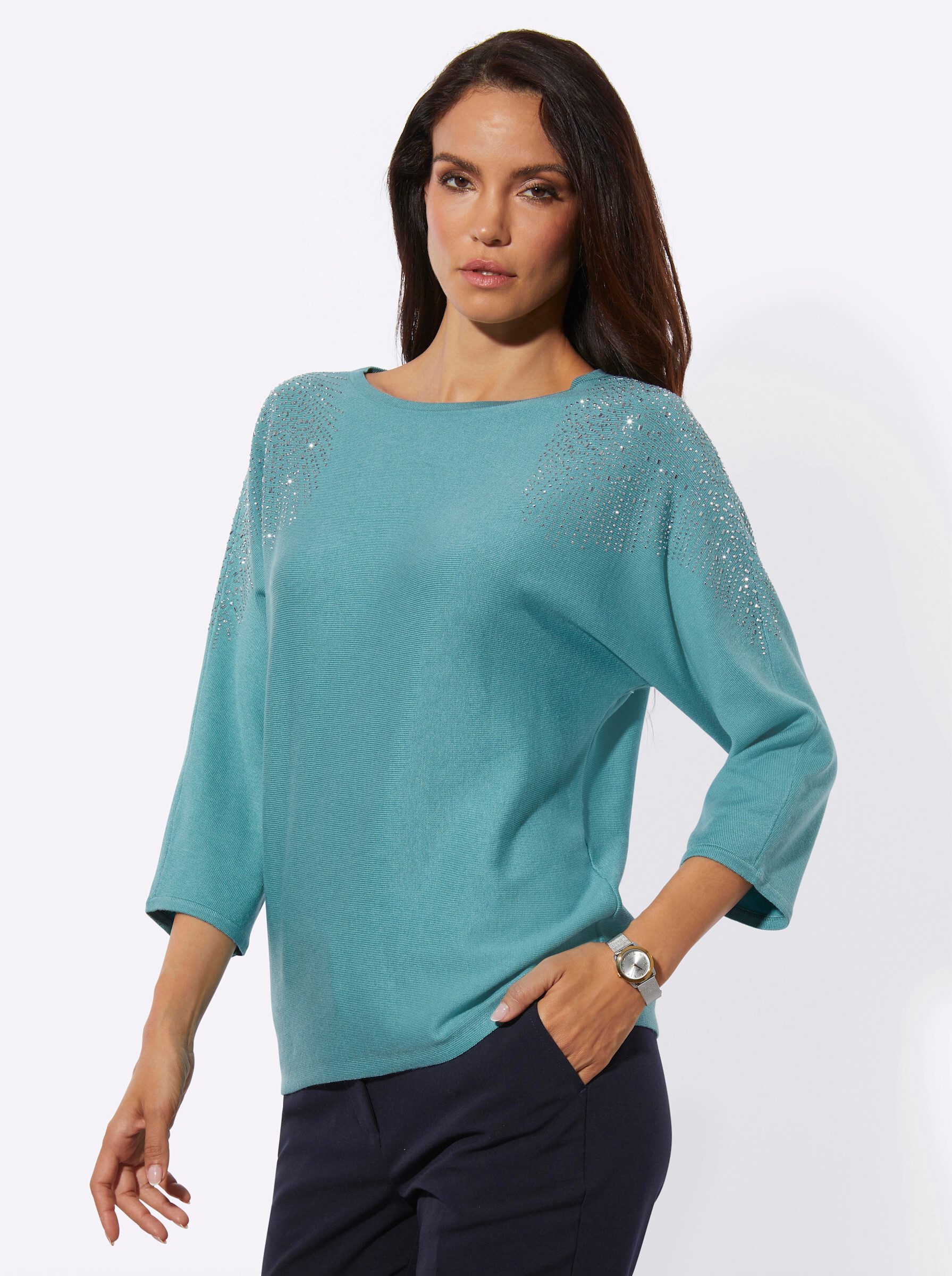 creation L Strickpullover Lyocell-Mix-Pullover 3/4-Arm Feinstrick, Jersey