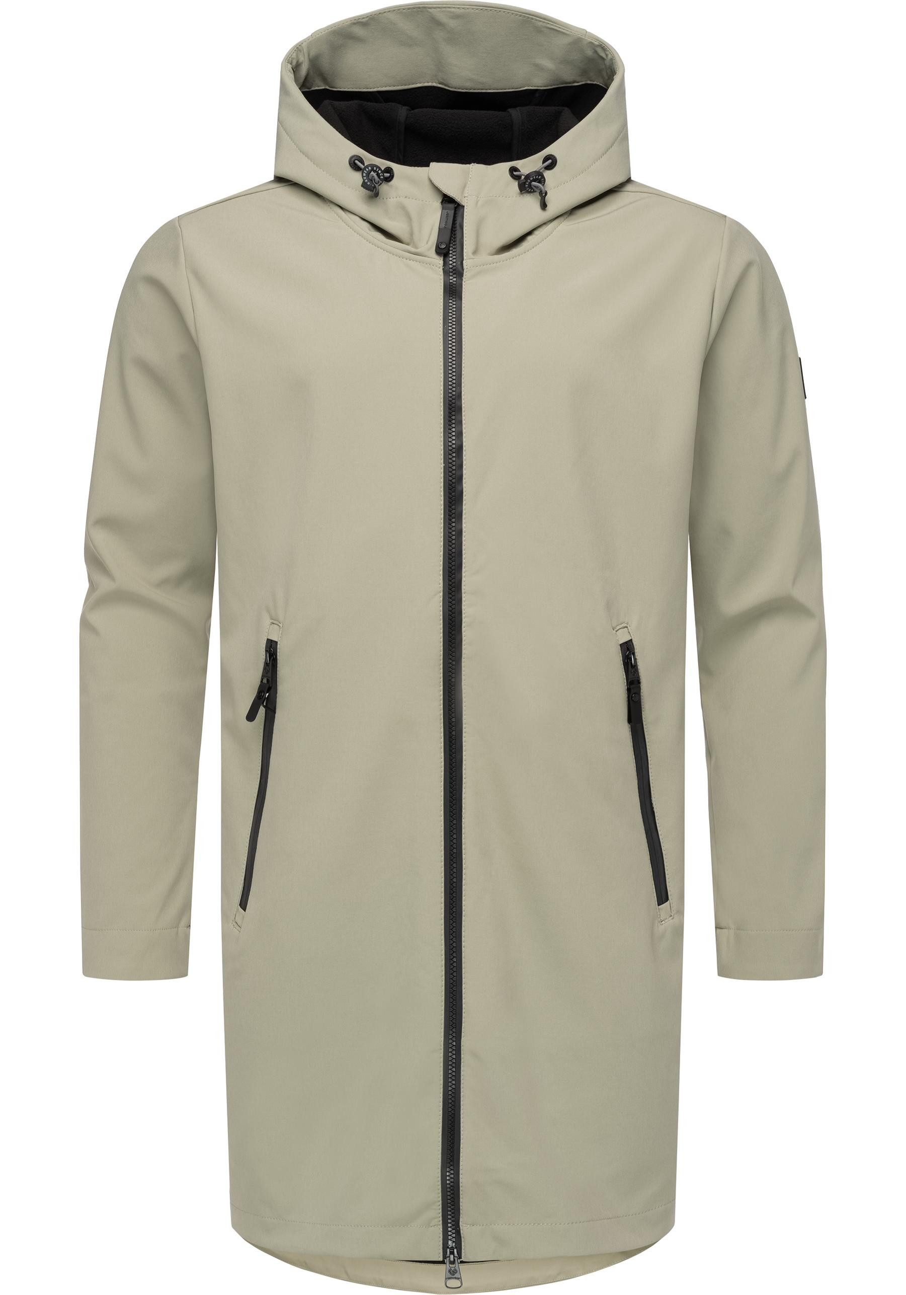 Ragwear Softshellparka Shellwie Long Wasserdichter Herren Softshellmantel mit Kapuze