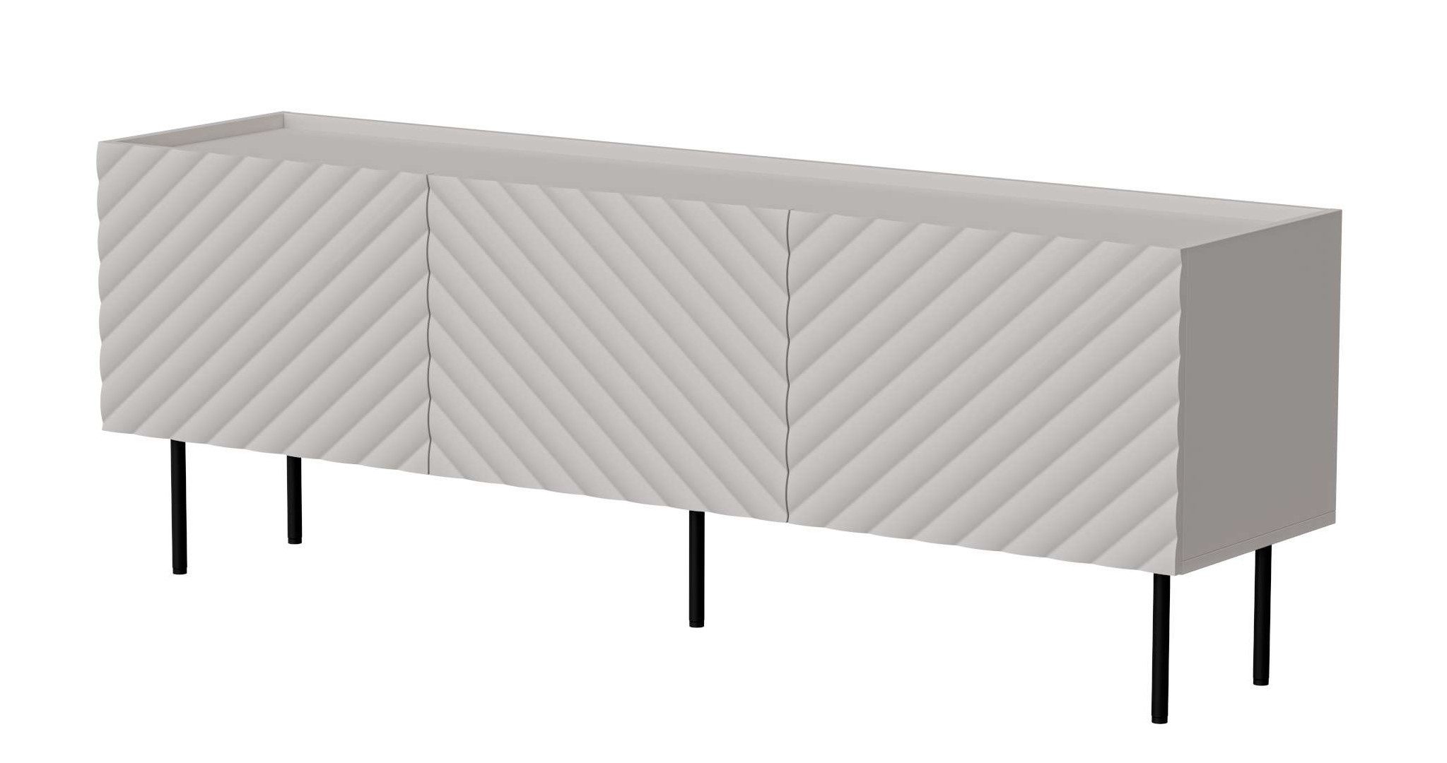 99rooms Lowboard Luzia (TV-Kommode, TV-Schrank), mit 3 grifflosen Türen, aus Holzwerkstoff, Metall Füße