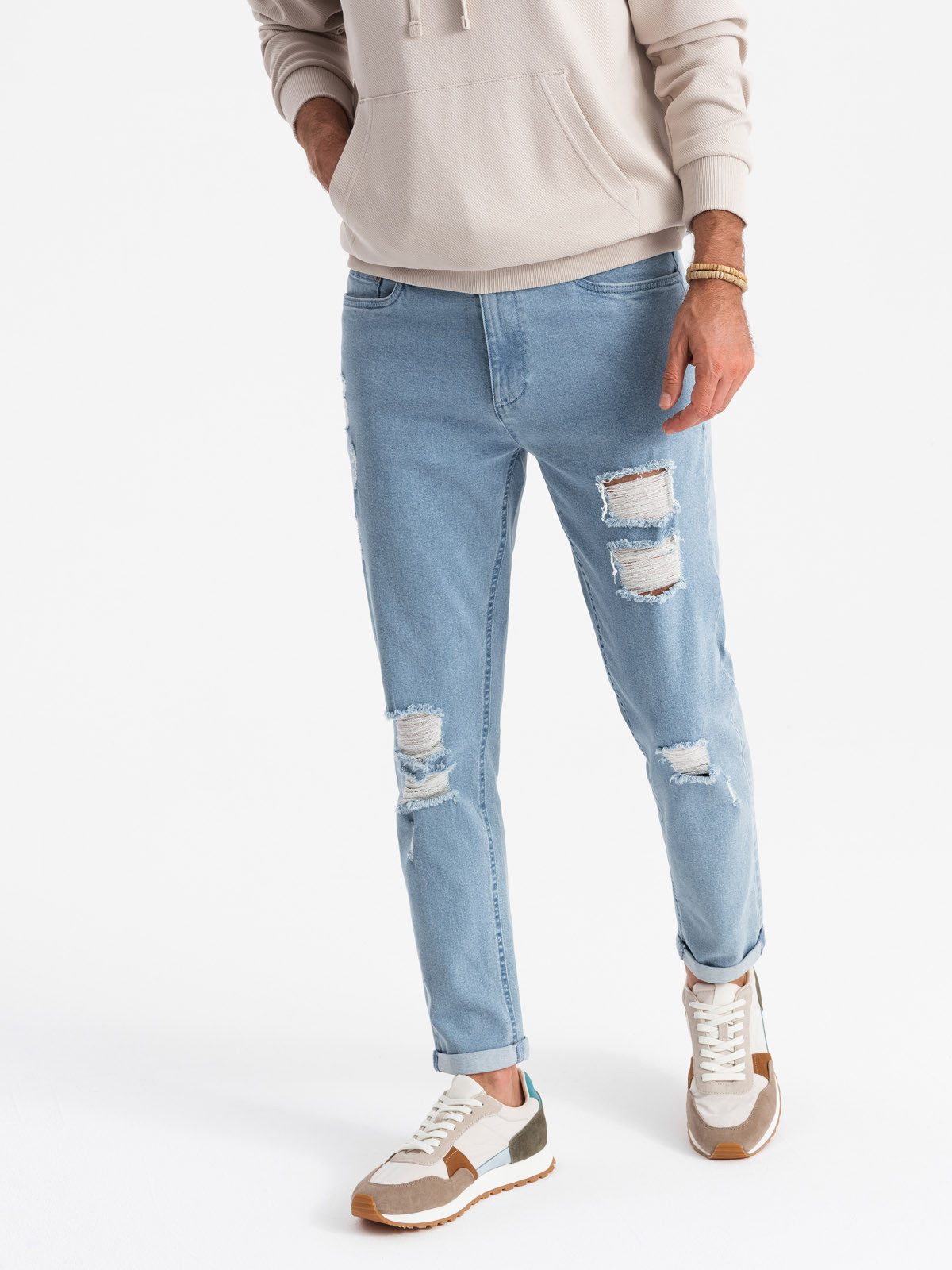 OMBRE Destroyed-Jeans Herren- Jeanshose TAPER FIT günstig online kaufen
