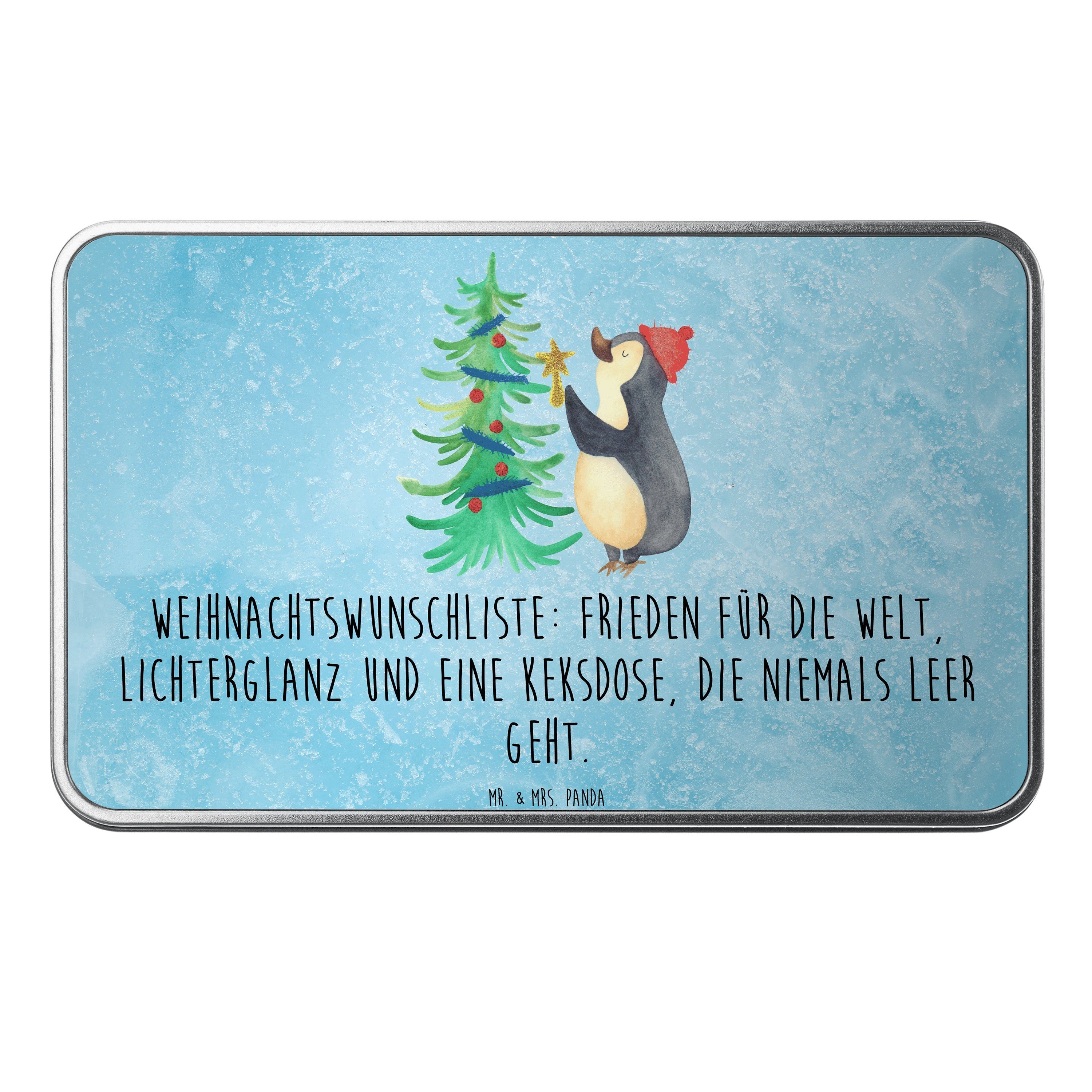 Mr. & Mrs. Panda Dose Pinguin Weihnachtsbaum - Eisblau - Geschenk, Vesperdose, Winter, Meta (1 St)