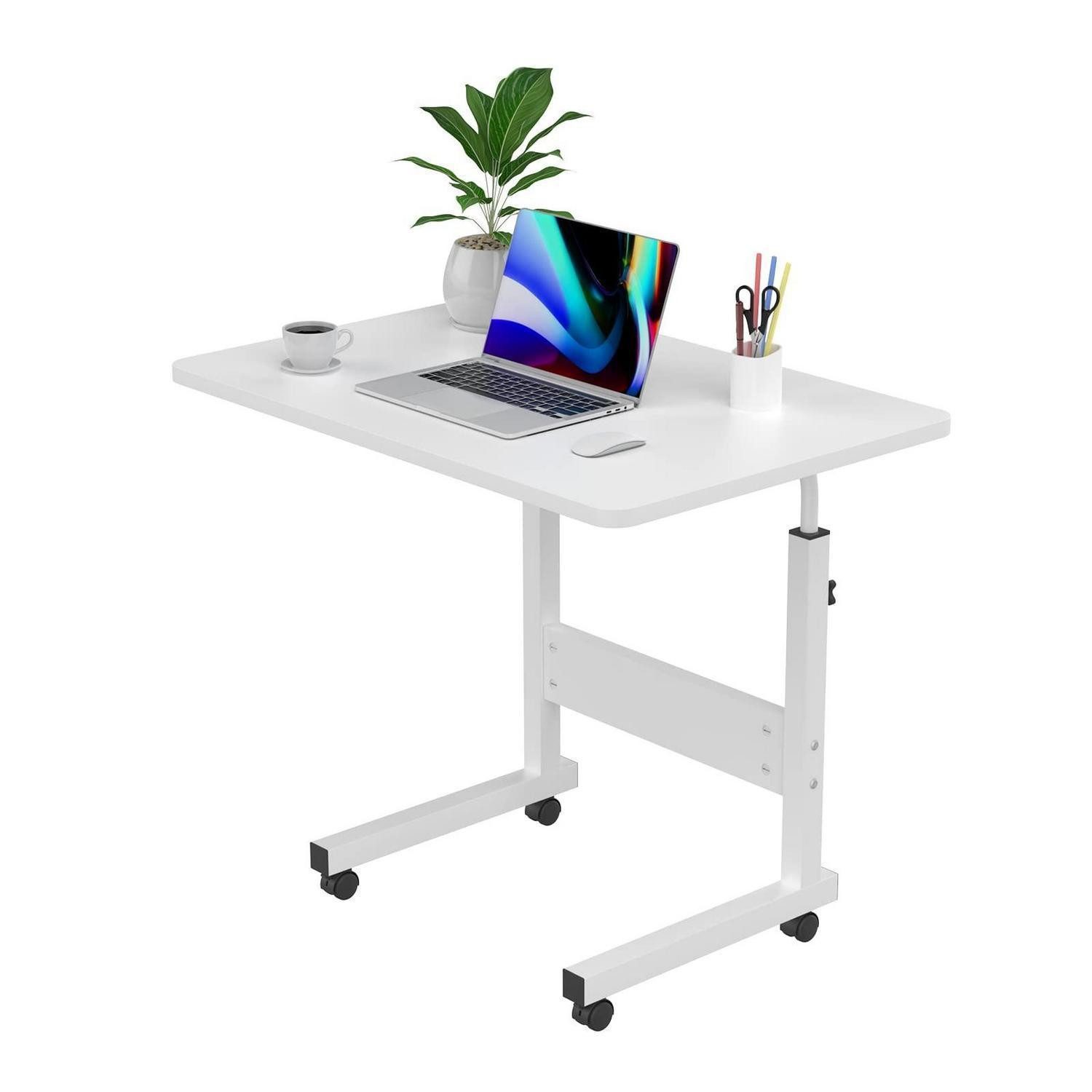 LuxusKollektion Laptoptisch Beistelltisch mit Rollen höhenverstellbar 60x40cm Weiß (1-St)