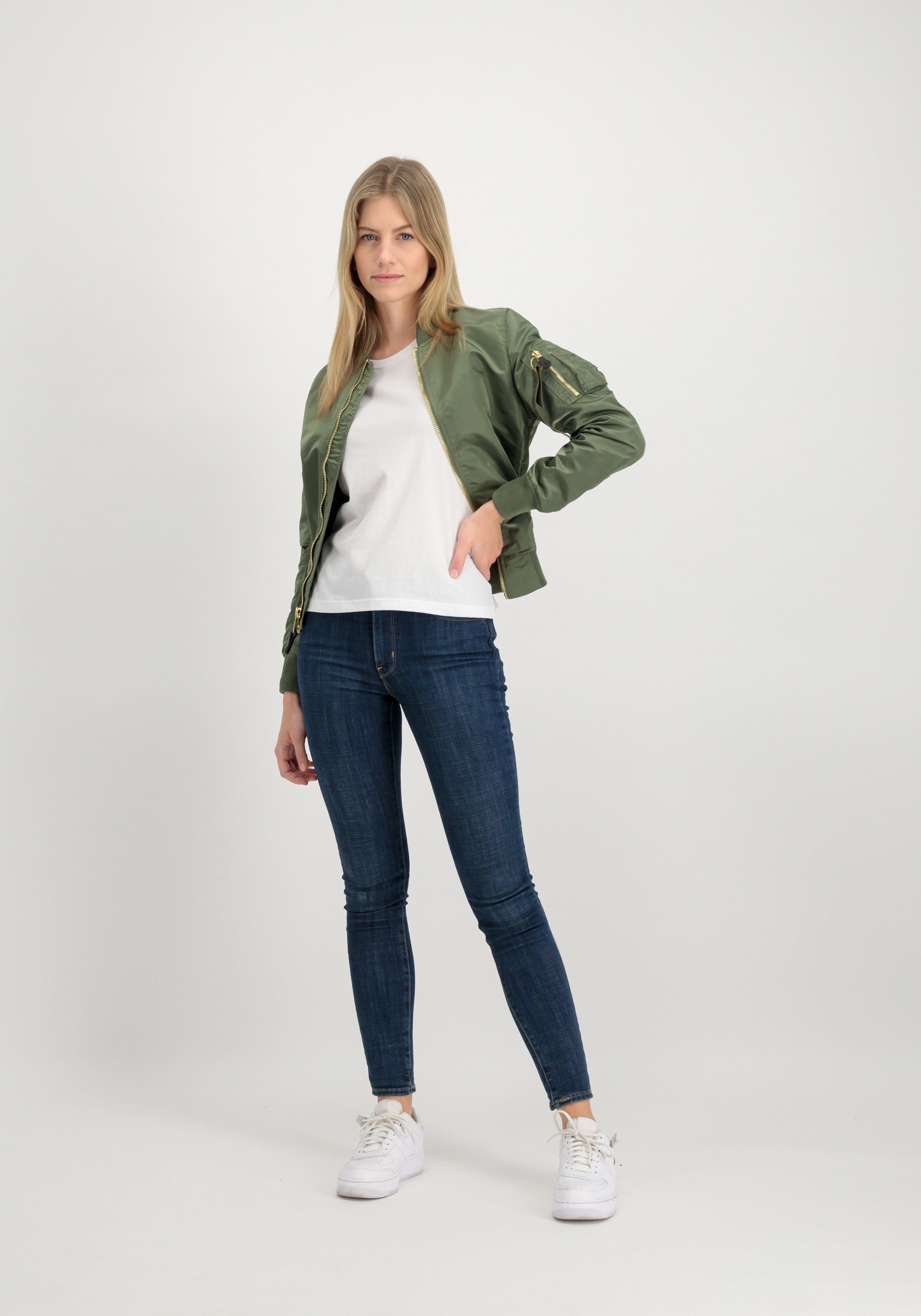 Alpha Industries Bomberjacke Alpha Industries Women Flight sage-green/gold VF LW Jackets Wmn Bomber MA-1 - &