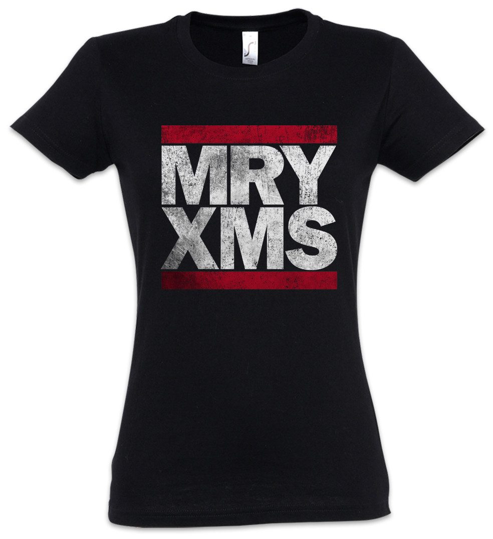 Urban Backwoods Print-Shirt MRY XMS Damen T-Shirt Merry Xmas Christmas Weihnachten Advent Buon (1-tlg) Natale Feliz Navidad