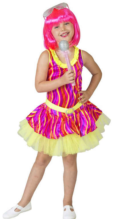 Das Kostümland Kostüm Disco Queen Neon Kostüm 'Striped' für Mädchen, Ra