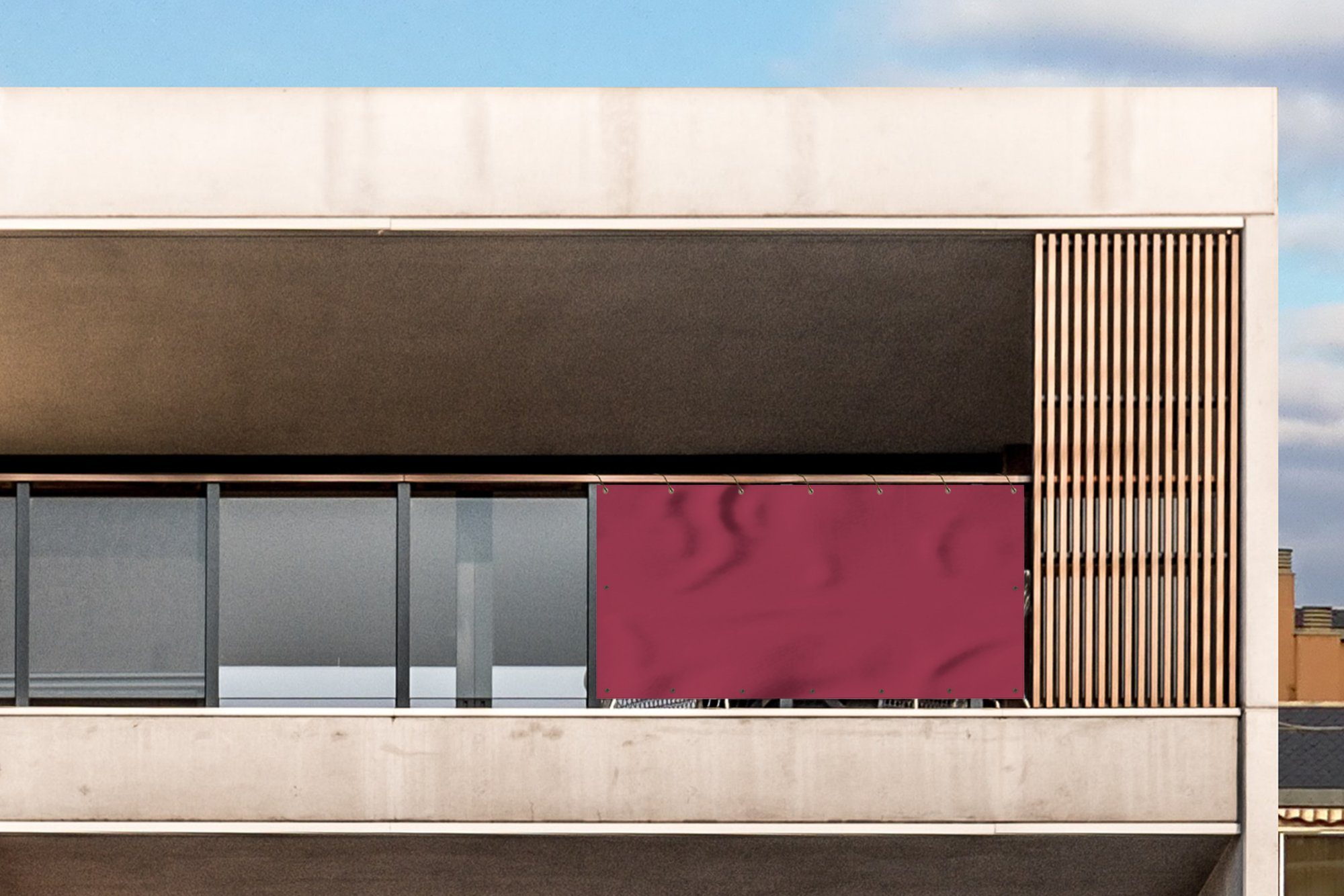 Thumbnail - MuchoWow Balkonsichtschutz Rot - Einfarbig (1-St) Balkon Sichtschutz 90x200, Windschutz für Zaun PVC, 200x90 cm