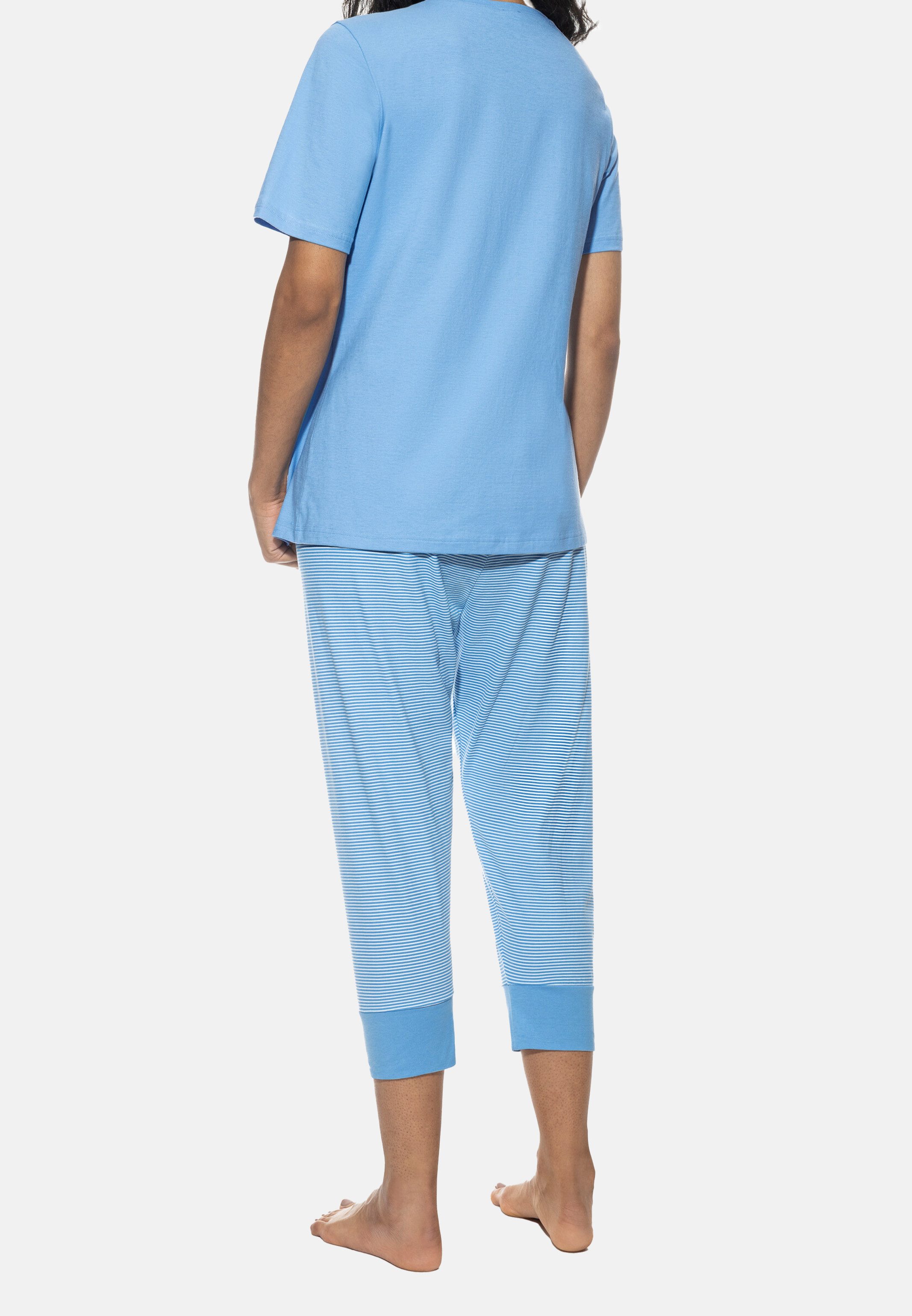 Mey Pyjama Small Stripes (Set, 2 tlg) Schlafanzug - Baumwolle - Atmungsaktiv - Set aus T-Shirt und 3/4-Hose