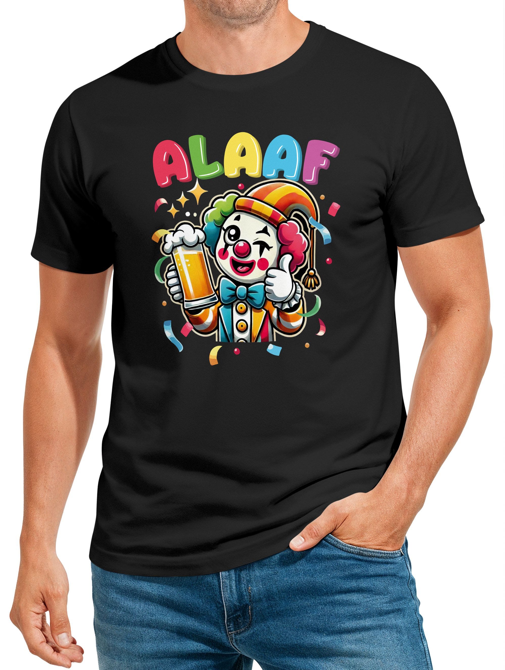 MoonWorks Print-Shirt Herren T-Shirt Fasching Karneval Clown Alaaf Helau Ve günstig online kaufen