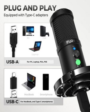 Aoucheni Mikrofon USB Mikrofon, professionelles Podcast mikrofon 192KHZ/24Bit, Live-Streaming USB-Mikrofon