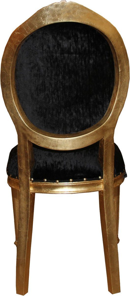 Edition Armlehnen Esszimmer Luxus Barock Gold Schwarz ohne Esszimmerstuhl Casa - Stuhl Padrino / Limited Medaillon in