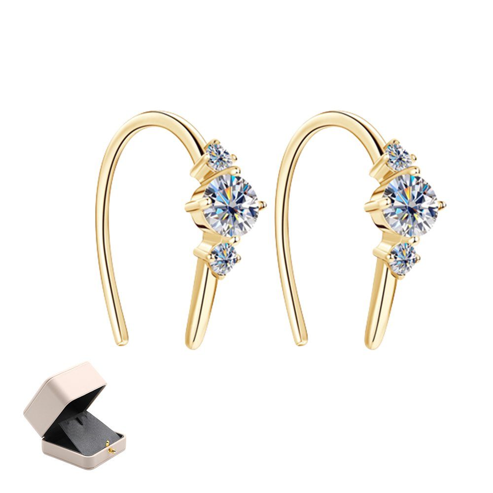 Invanter Paar Ohrhänger Moissanit-Ohrringe für Damen, Ohrringe aus S925-Sterlingsilber Gold