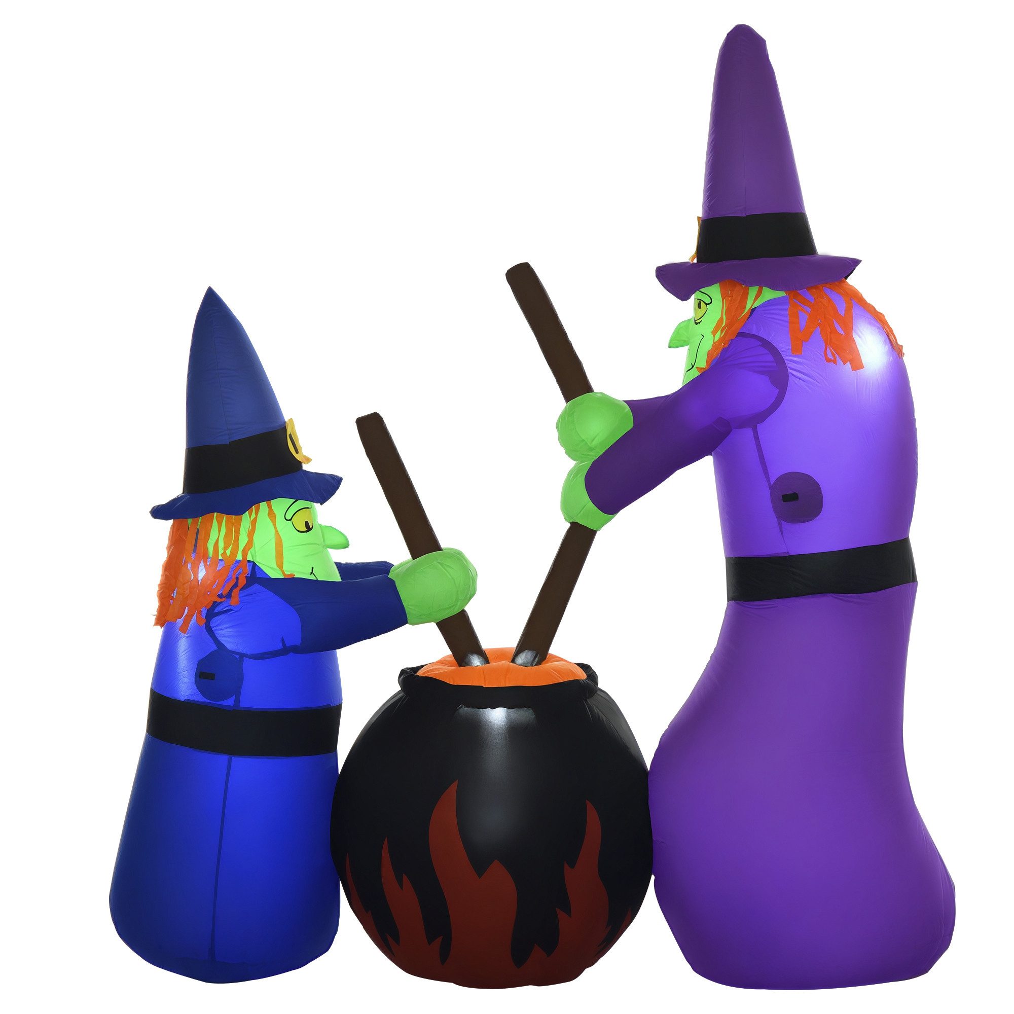 BAYMATE LED-Dekofigur Aufblasbare Hexen Hexenkessel Figur Luftfigur Halloween Deko (mit LED Beleuchtung Polyester 170x60x180cm)