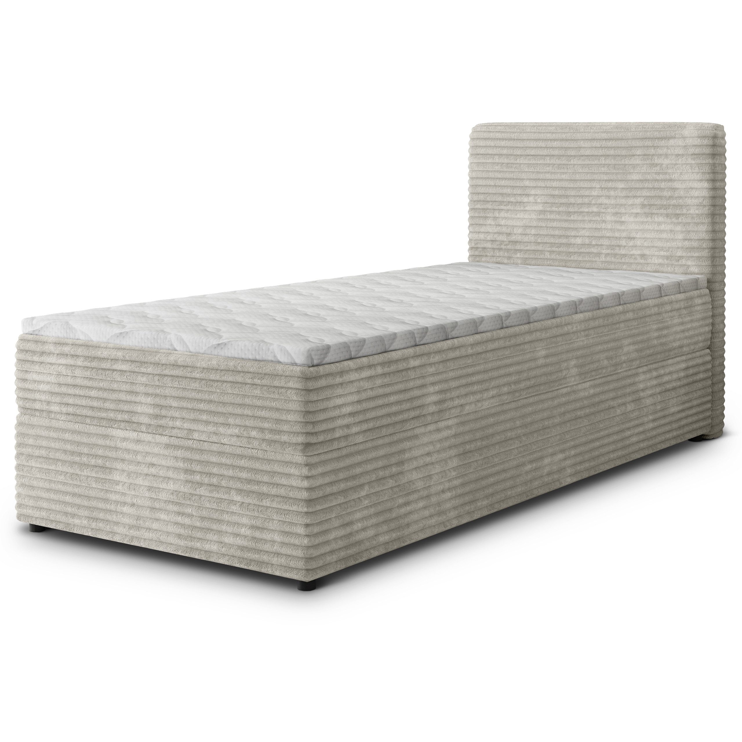 Masseno Boxbett PISA 80x200 cm mit Bonell Matratze und Topper, Einzelbett, Jugendbett, Polsterbett mit Kopfteil, Boxspringbett