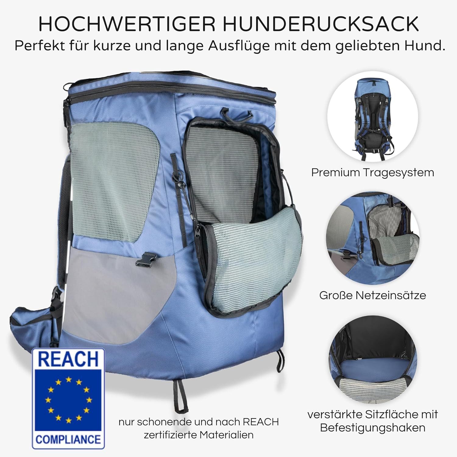 Wanderpfote Tiertransporttasche Daypack Hunderucksack - Höhenverstellbarem Tragesystem