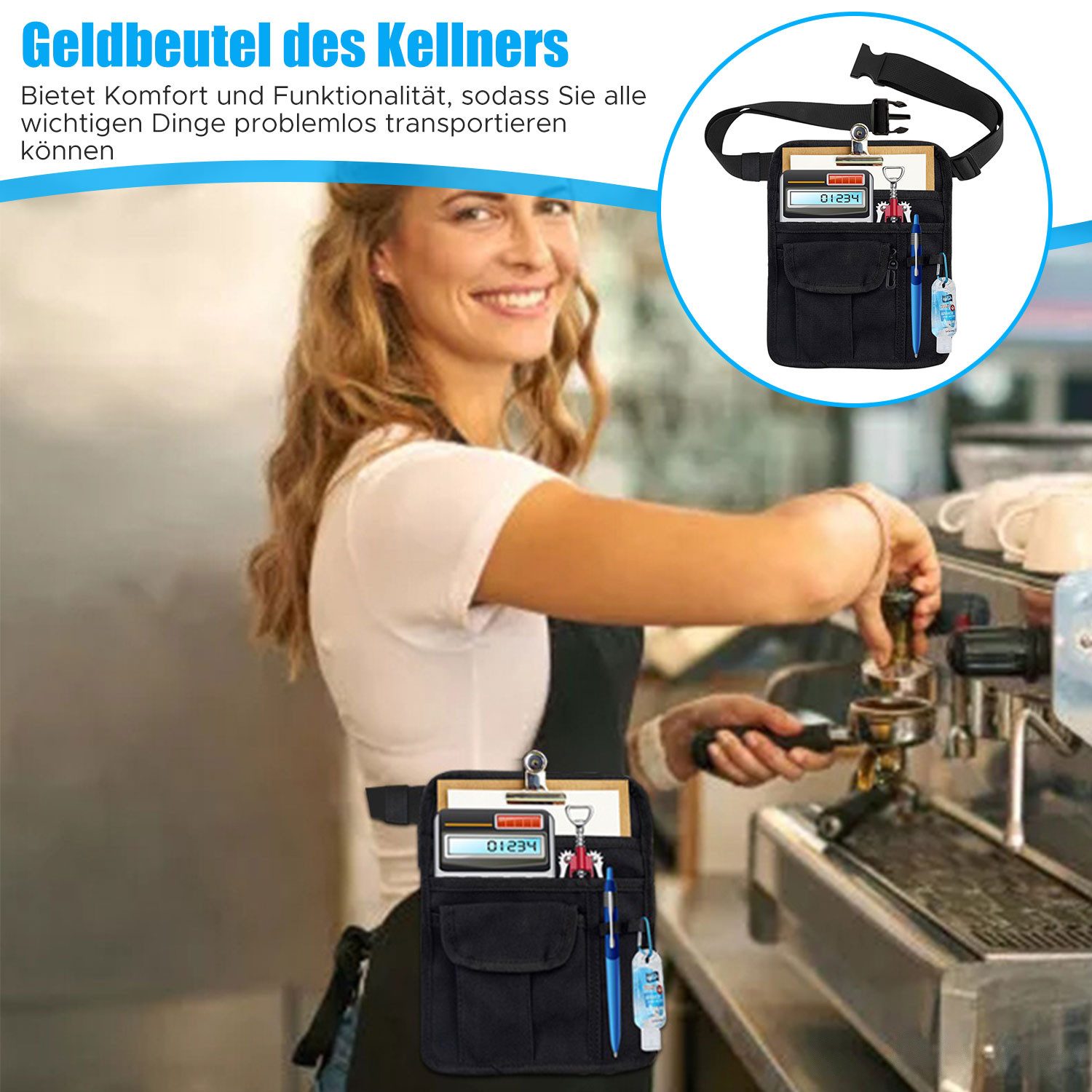 Refttenw Kellnerbörse Verstellbare Restaurant Server Taille Geldtasche, Can günstig online kaufen