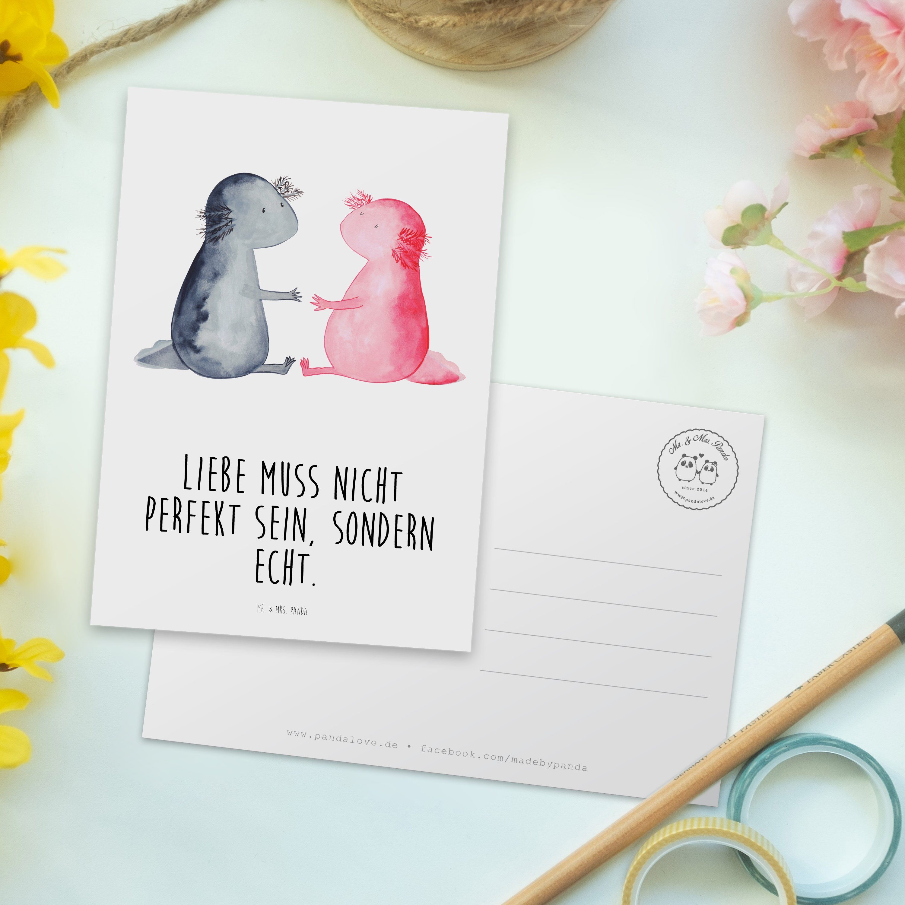 Mr. - Liebe Weiß Einladungskarte, Mrs. & Axolotl E Postkarte Geschenk, - Panda Geburtstagskarte,