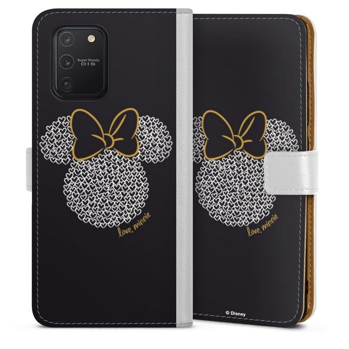 DeinDesign Handyhülle Minnie Mouse Disney Muster Minnie Black and White Samsung Galaxy S10 Lite Hülle Handy Flip Case Wallet Cover