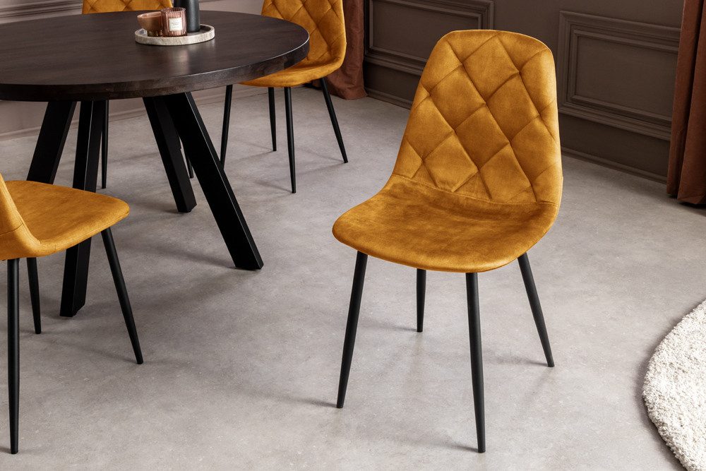 riess-ambiente Esszimmerstuhl GLAMM senfgelb/schwarz - Samt, Metallbeine, Z günstig online kaufen
