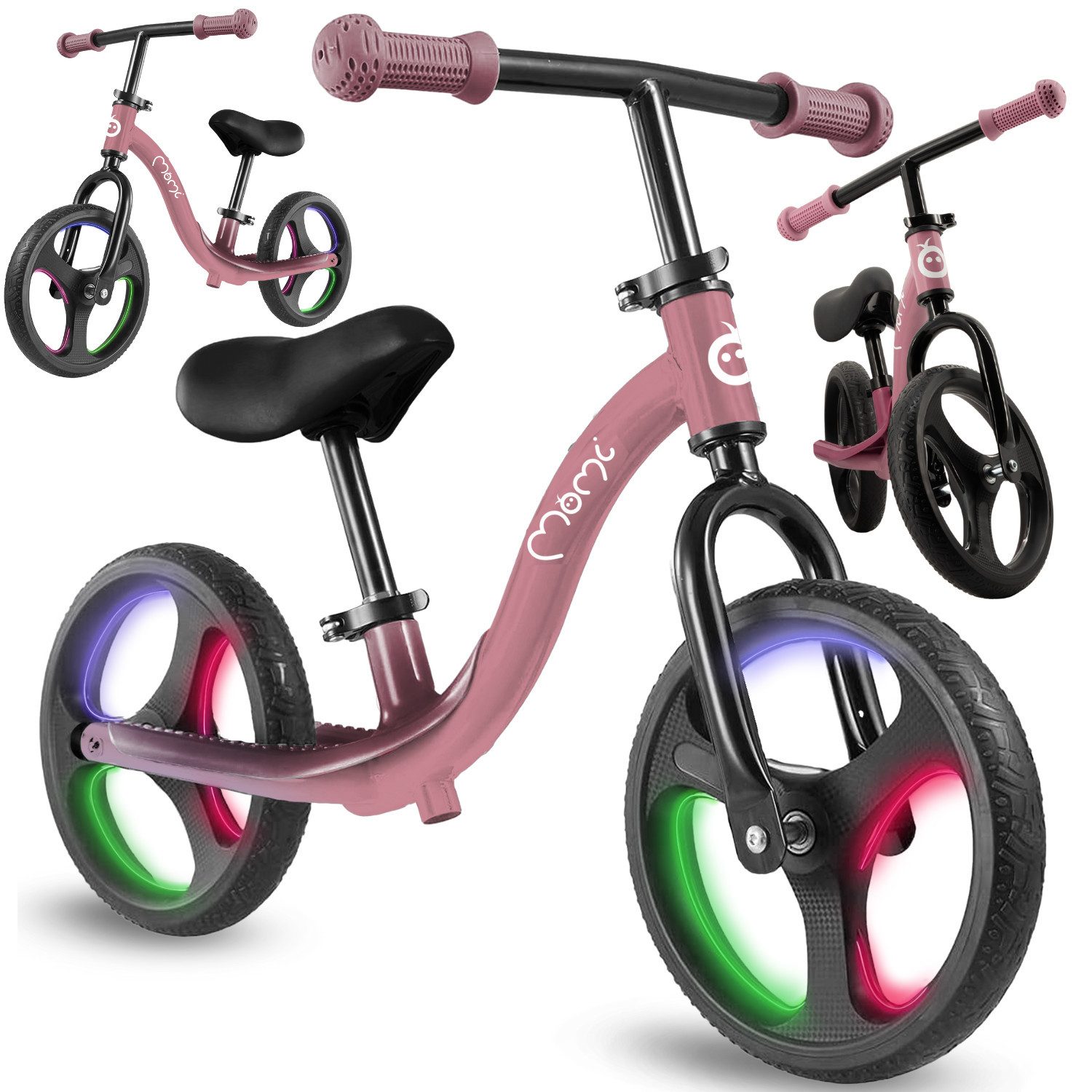 MoMi Laufrad Isoka 10 Zoll, Mit LED-Leuchträdern & Dynamo, bis 35 kg