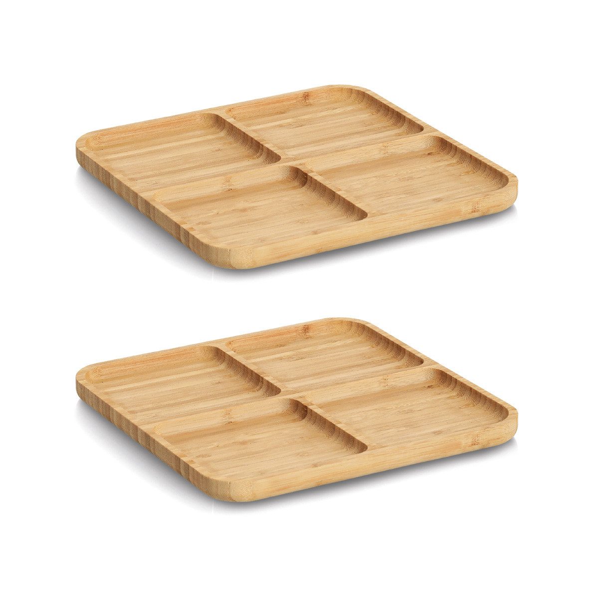 Zeller Present Snackschale Snackteller, Bambus, 2er-Set, Bambus, (Set, 2-tlg), ca. 25x25x1,8 cm