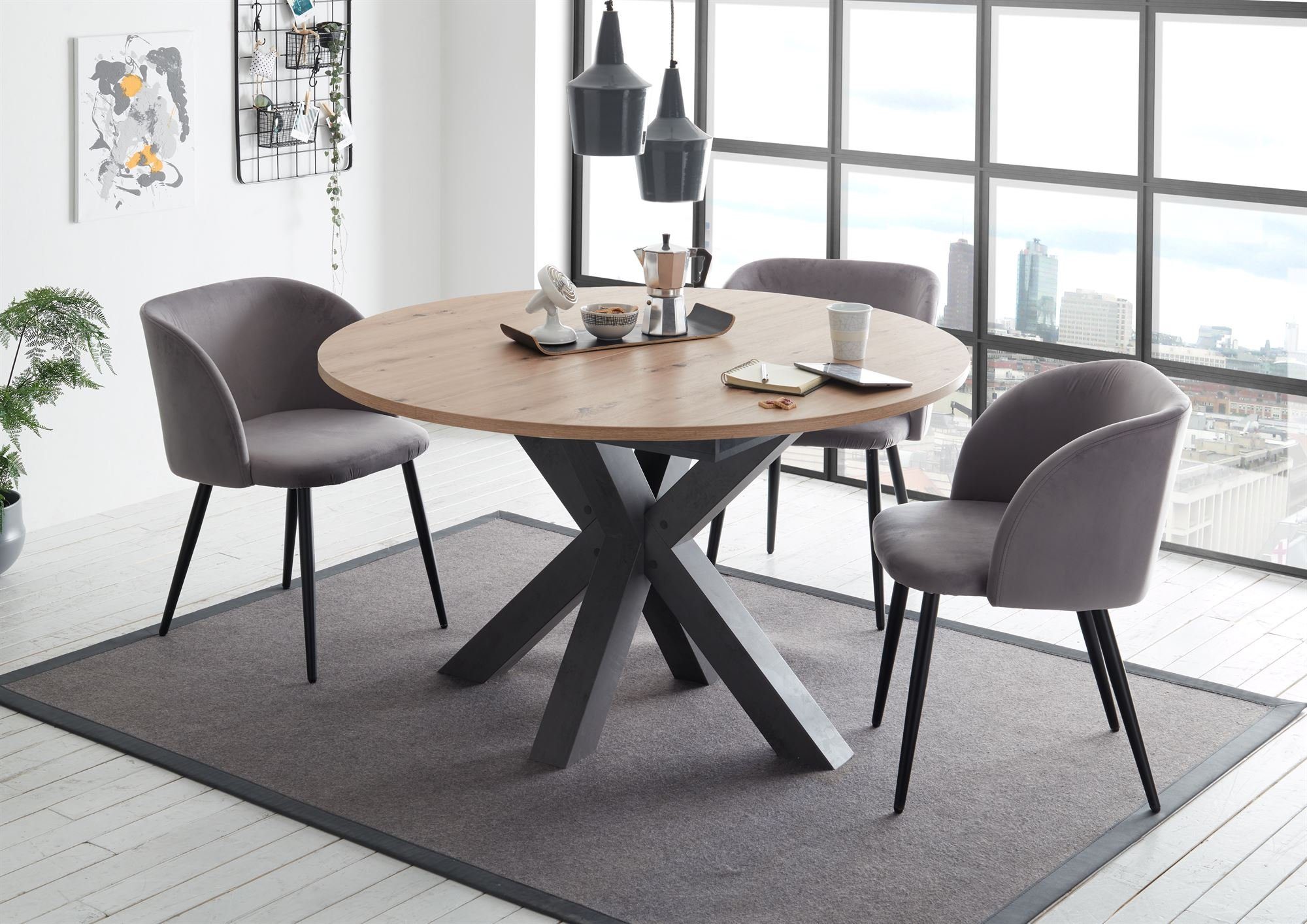 58 aufm Kessel Esstisch Esstisch Rund ausziehbar Edda 8 110 x 110 x 78