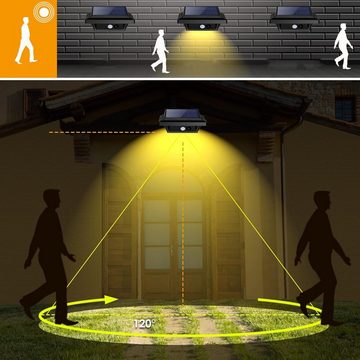 KEENZO LED Dachrinnenleuchte 4Stk.Solarlampen für Außen, 25 LEDs mit PIR-Sensor, Warmweiß
