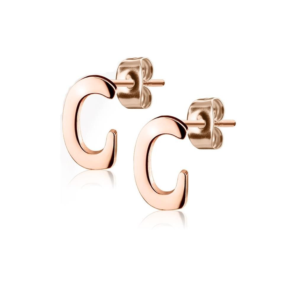 Ohrring-Set C Ohrstecker Buchstaben Rosegold aus Edelstahl Damen