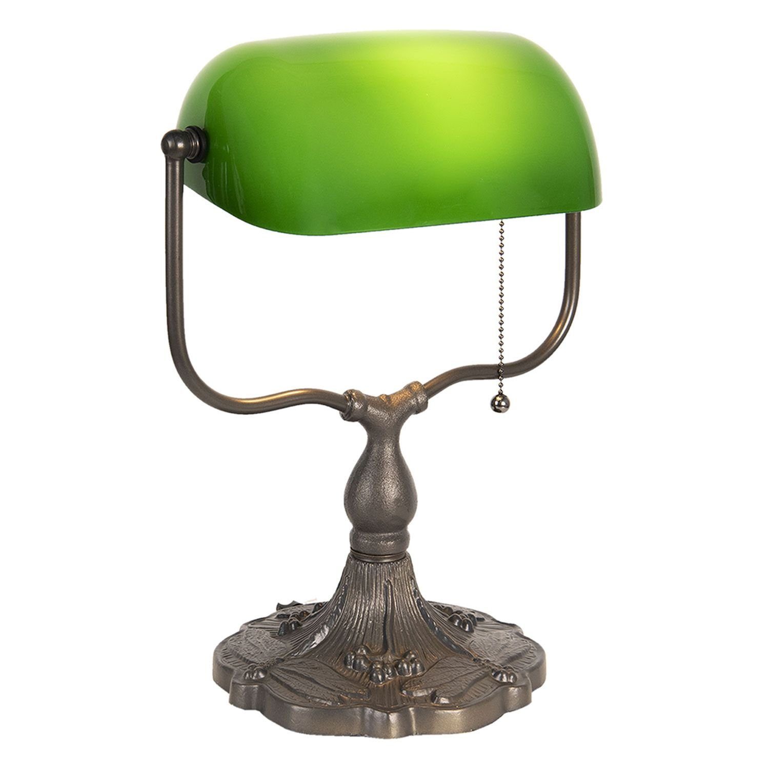 Clayre & Eef Schreibtischlampe Clayre & Eef Lumilamp Bankerlampe Schreibtischlampe Tiffany grün Glas