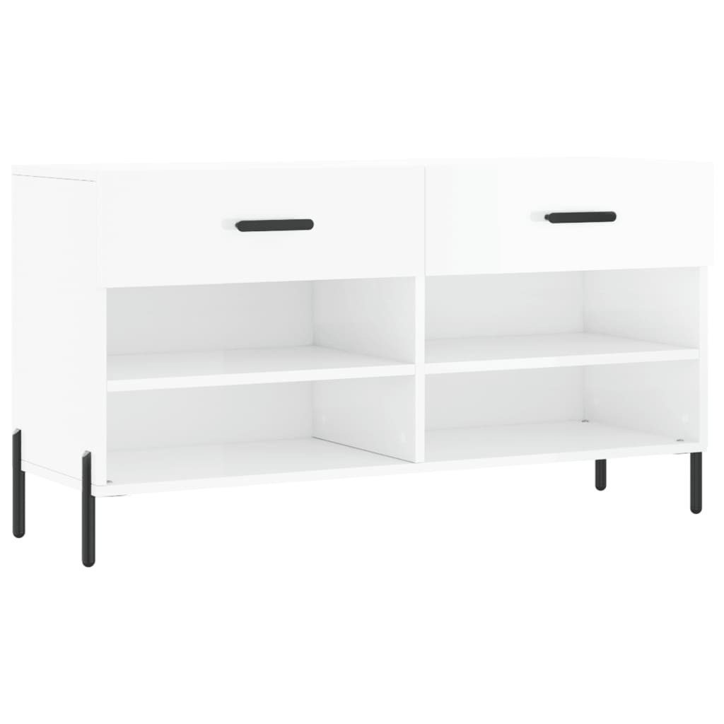 furnicato Schuhbank 102 x 35 x 55 cm Hochglanz-Weiß mit Stauraum und (1-St)