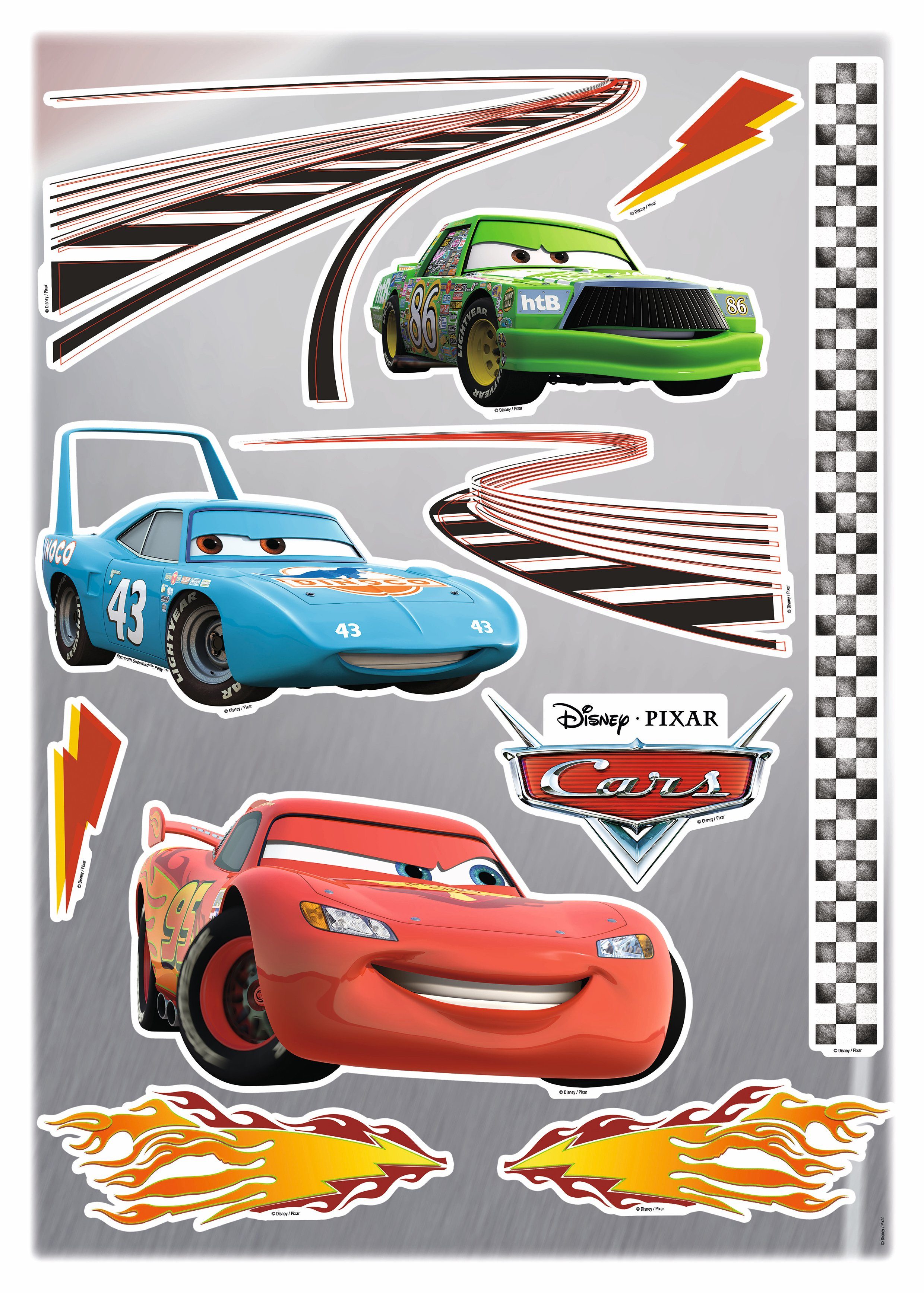 Komar Wandtattoo Cars (11 St), 50x70 cm (Breite x Höhe), selbstklebendes Wandtattoo | Kinderzimmer-Wandtattoos