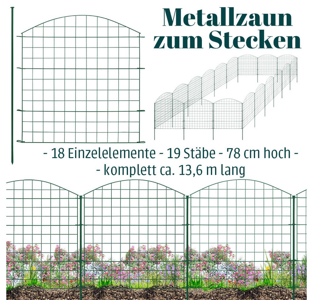 Thumbnail - V2Aox Teichzaun Zaun Gartenzaun Steckzaun Teichzaun Garten Teich 18 Zaunelemente 78 cm