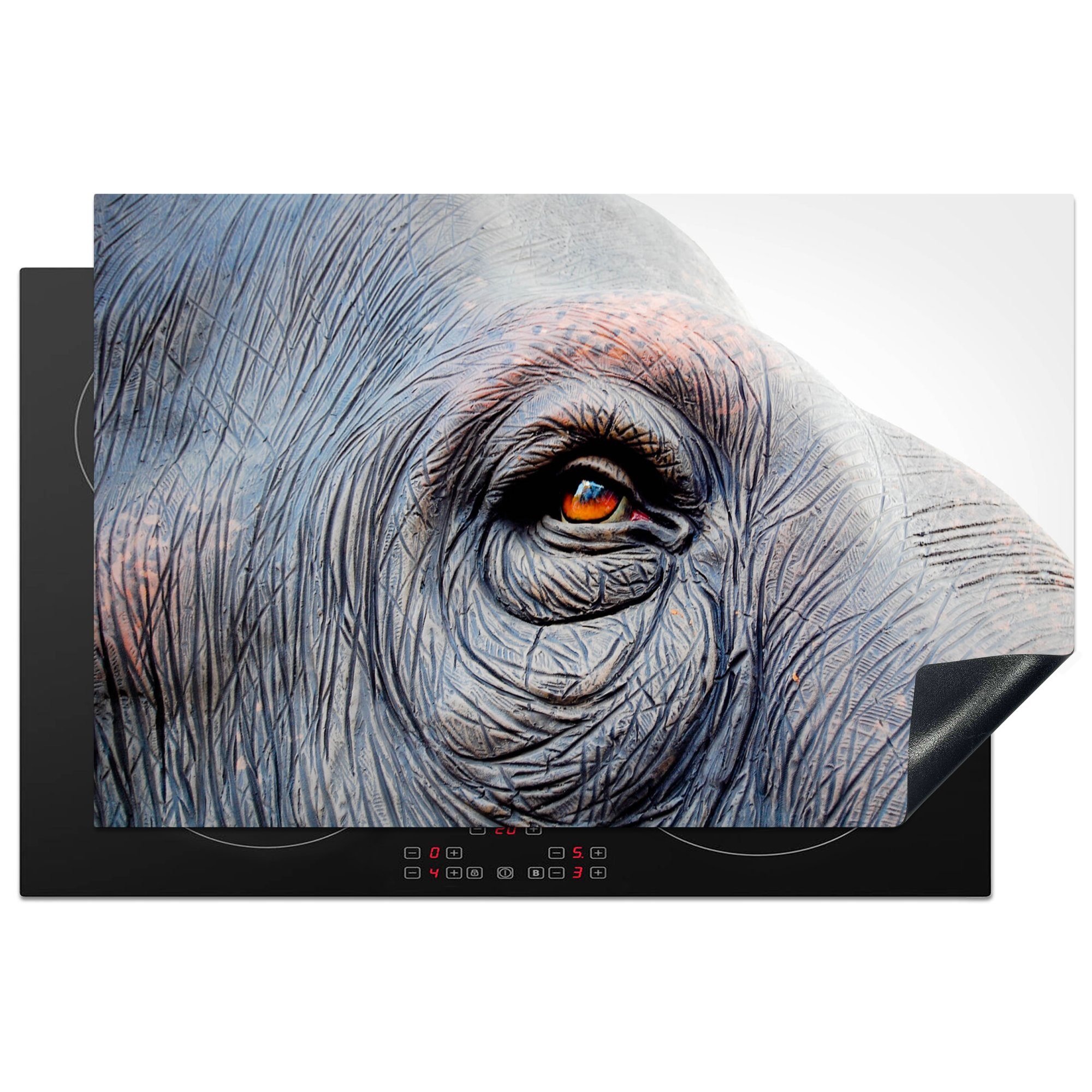 MuchoWow Herdblende-/Abdeckplatte Augen für küche, Elefant cm, tlg), die Vinyl, Ceranfeldabdeckung Schutz Braun, - - Induktionskochfeld 81x52 (1