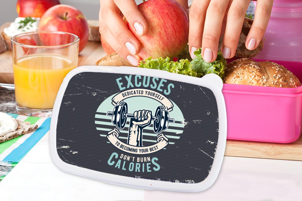 Snackbox, für Retro, rosa (2-tlg), Sport Gewichte Erwachsene, Kinder, Lunchbox Brotdose - Brotbox - Kunststoff MuchoWow Kunststoff, Mädchen,
