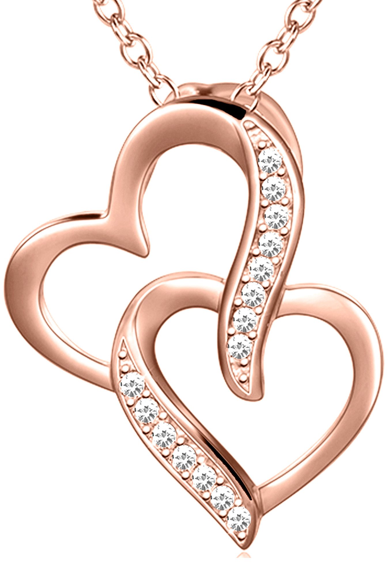 Limana Herzkette 925 Silber Rosegold Zirkonia Kette mit Herz Anhänger Rotgo günstig online kaufen