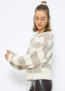 SASSYCLASSY Strickpullover Lässiger Pullover mit versetzten Blockstreifen Pullover mit versetzten Blockstreifen