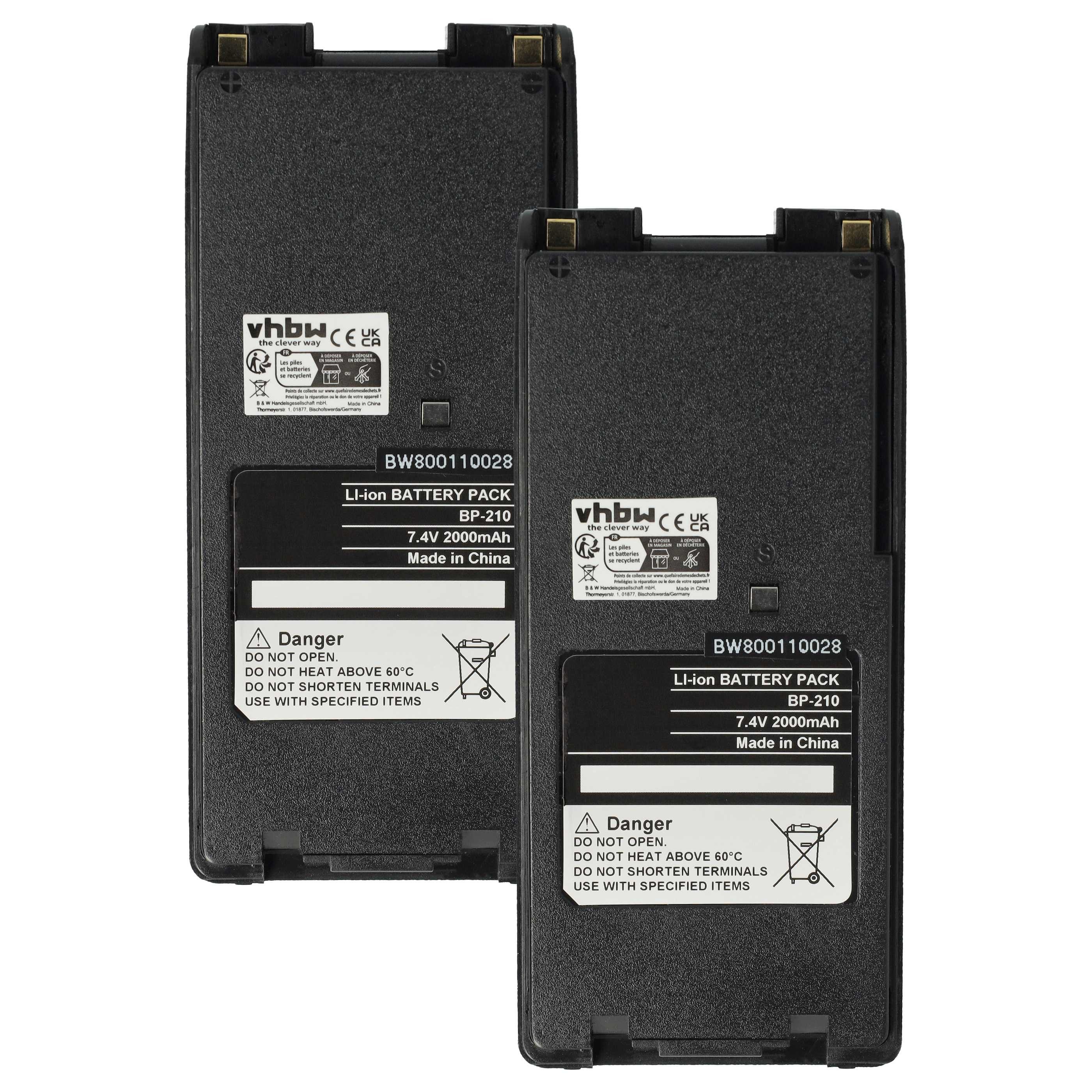 vhbw Akku passend für Icom IC-A24, IC-F11, IC-F11BR, IC-A6, IC-A6E, IC-A24E Akku Akku Li-Ion 2000 mAh (7,4 V, 2 St), Leistungsfähige Austausch-Akkus für Ihr Funkgerät, Walkie-Talkie