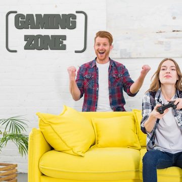 Namofactur 3D-Wandtattoo Gaming Zone Wand Deko für Gamer (4-teilig), modernes Gaming Zone Wandtattoo aus Holz, Wandgestaltung für Gamer