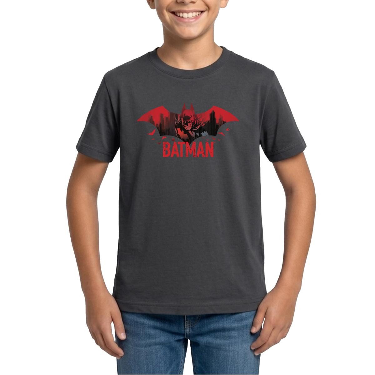 T-Shirt Batman Mit Fledermäusen Und Rotem Batman-Logo Teenager T-Shirt