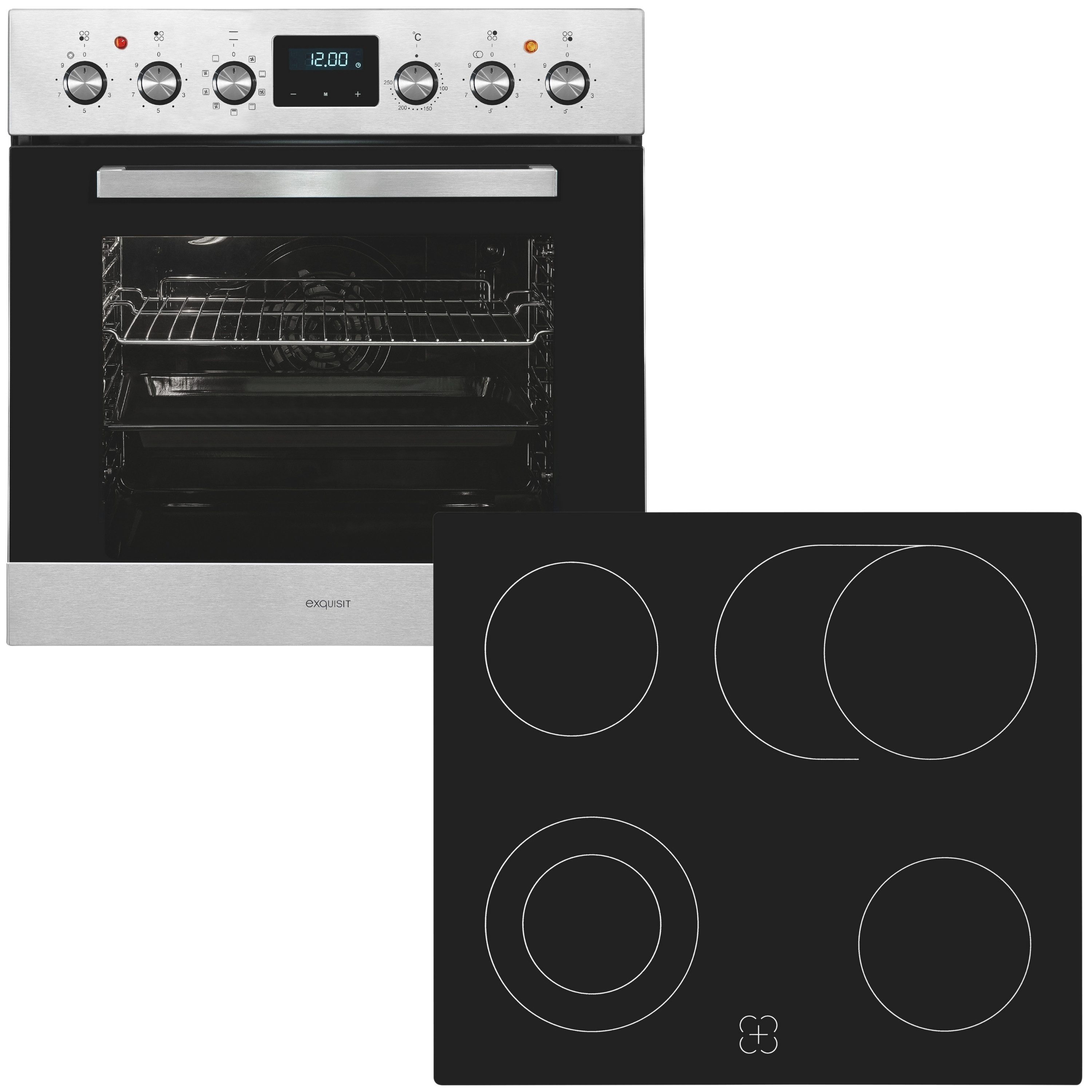 exquisit Elektro-Herd-Set EHE 185-HZ-020 inox