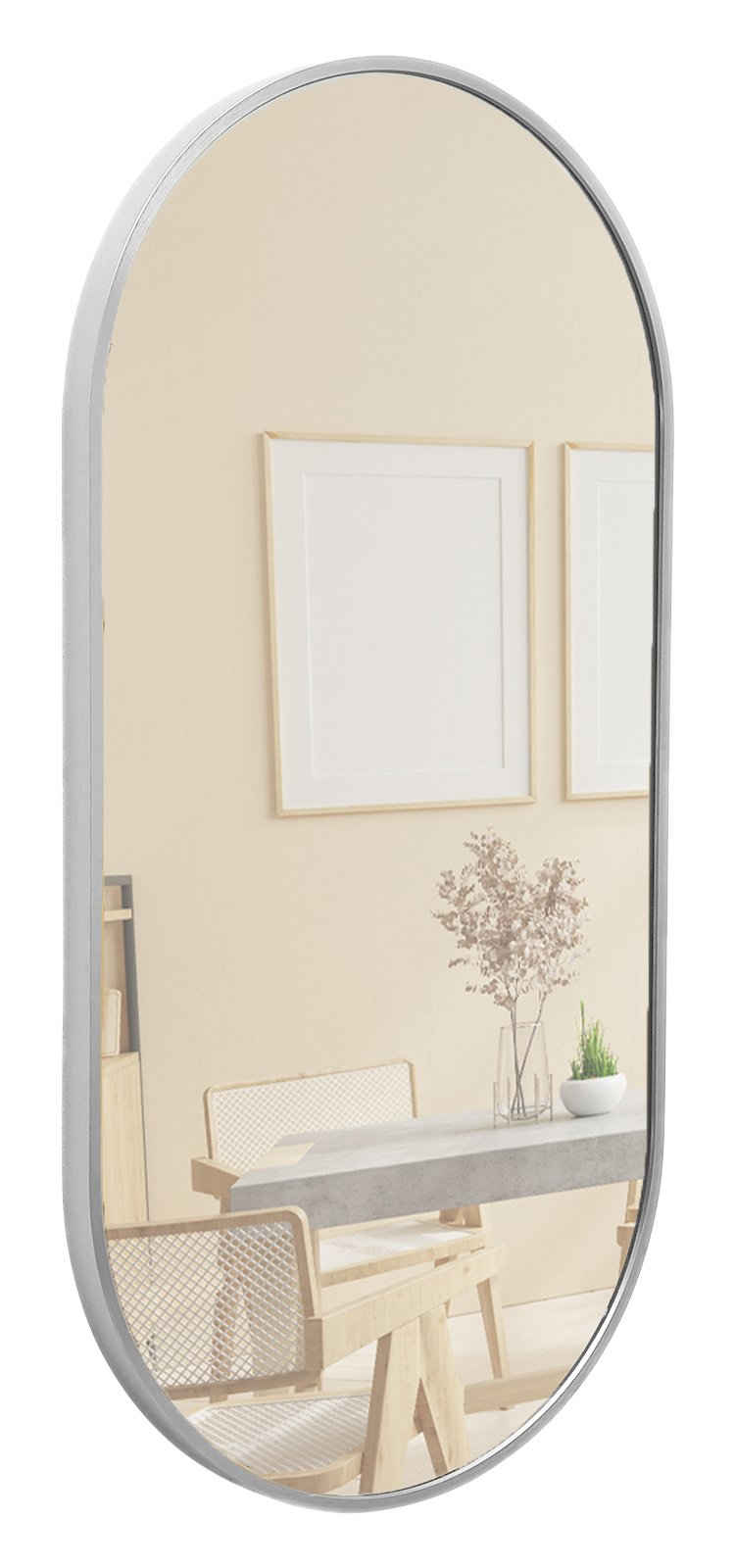 Terra Home Wandspiegel (inklusive Schrauben und Dübel), Badezimmerspiegel Flurspiegel Metallrahmen Silber 80x40x3