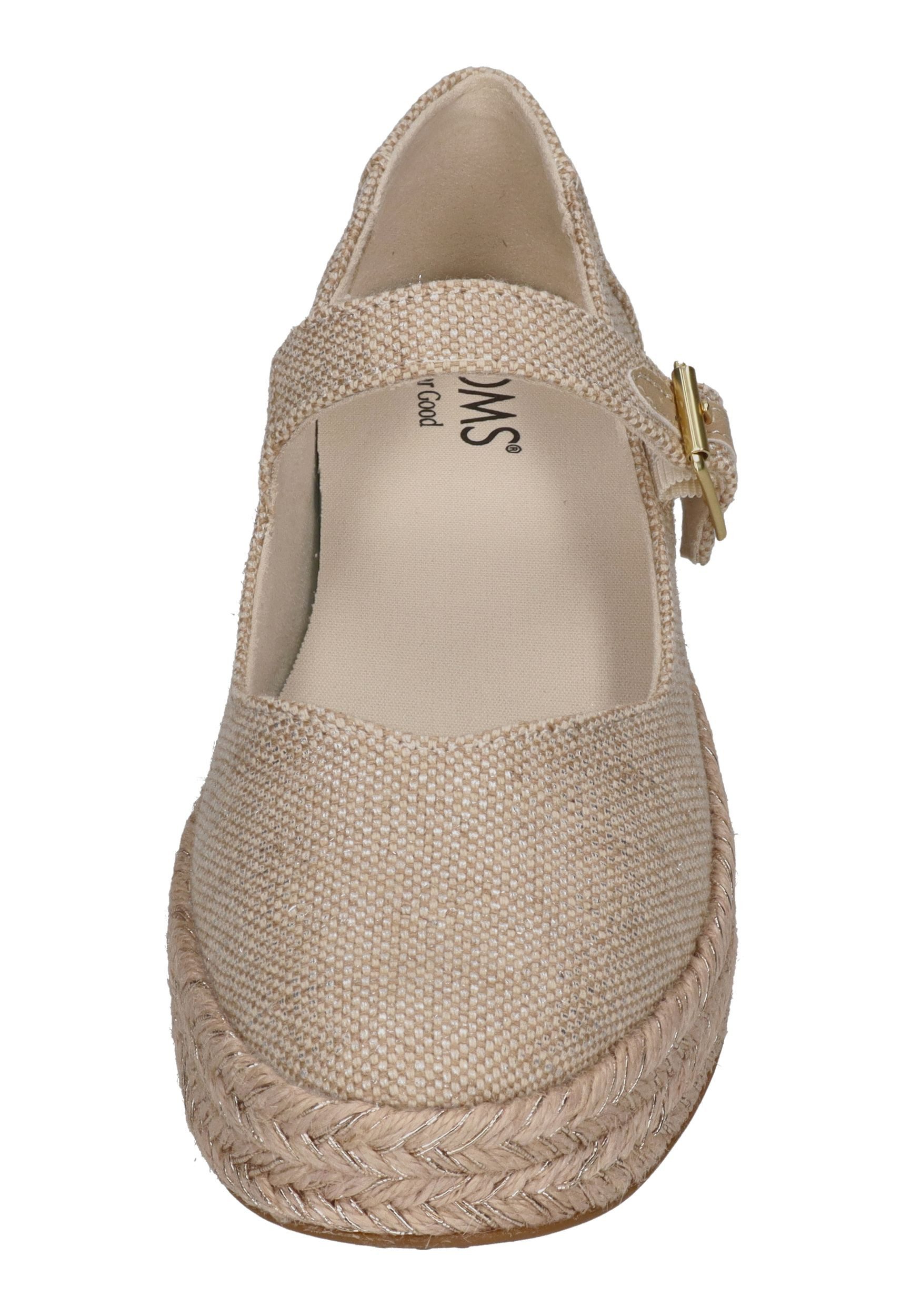 TOMS CAROLINA MARY JANE Espadrille Champagne Glimmer Slub Canvas