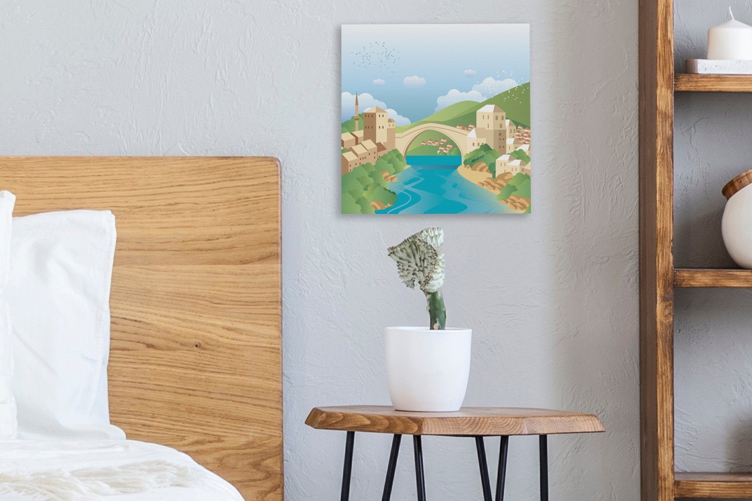 Bilder Leinwand St), Leinwandbild der Stari (1 Wohnzimmer OneMillionCanvasses® für Eine Illustration Most, Schlafzimmer