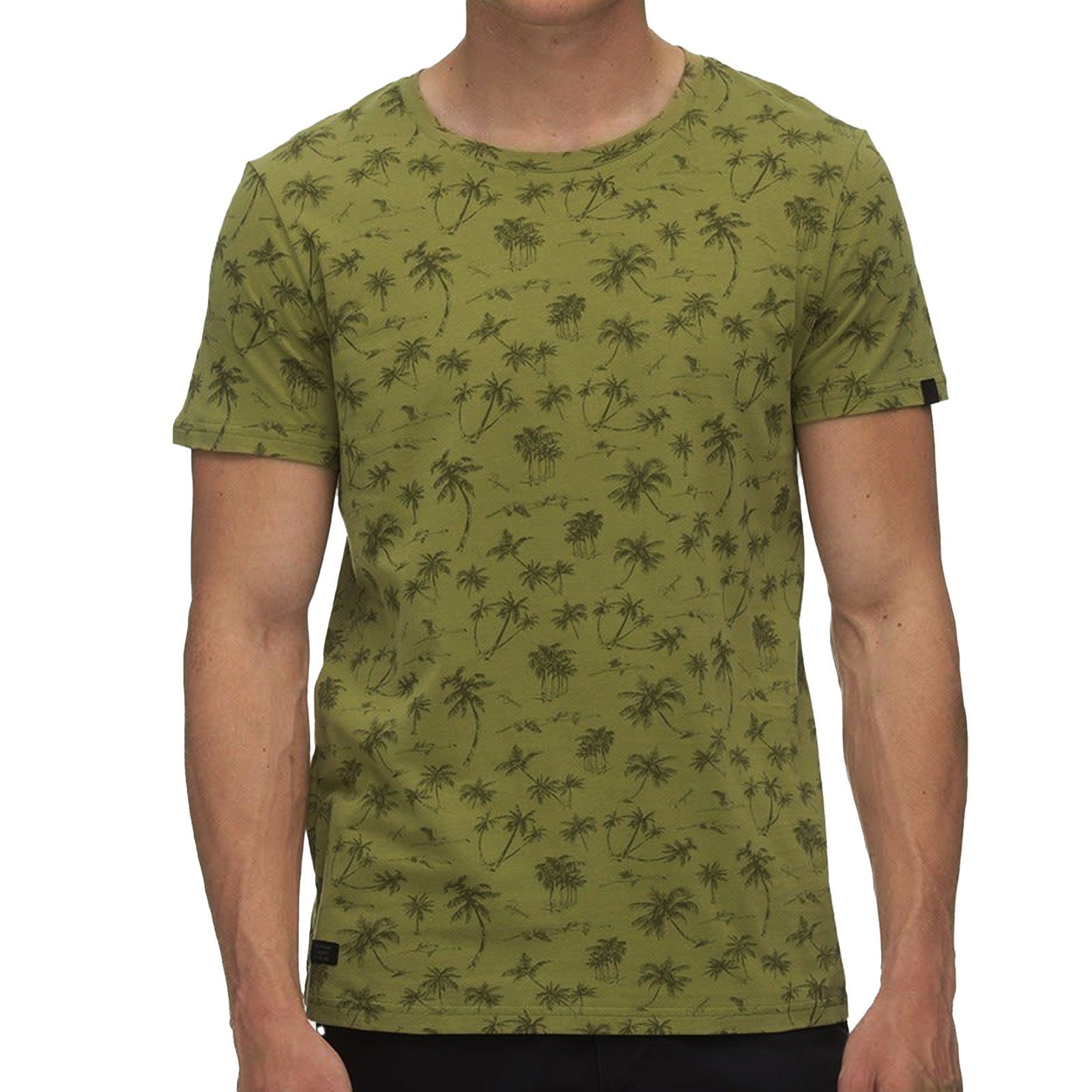 Allover-Palmen-Print light T-Shirt olive Wanno mit 5043 Ragwear