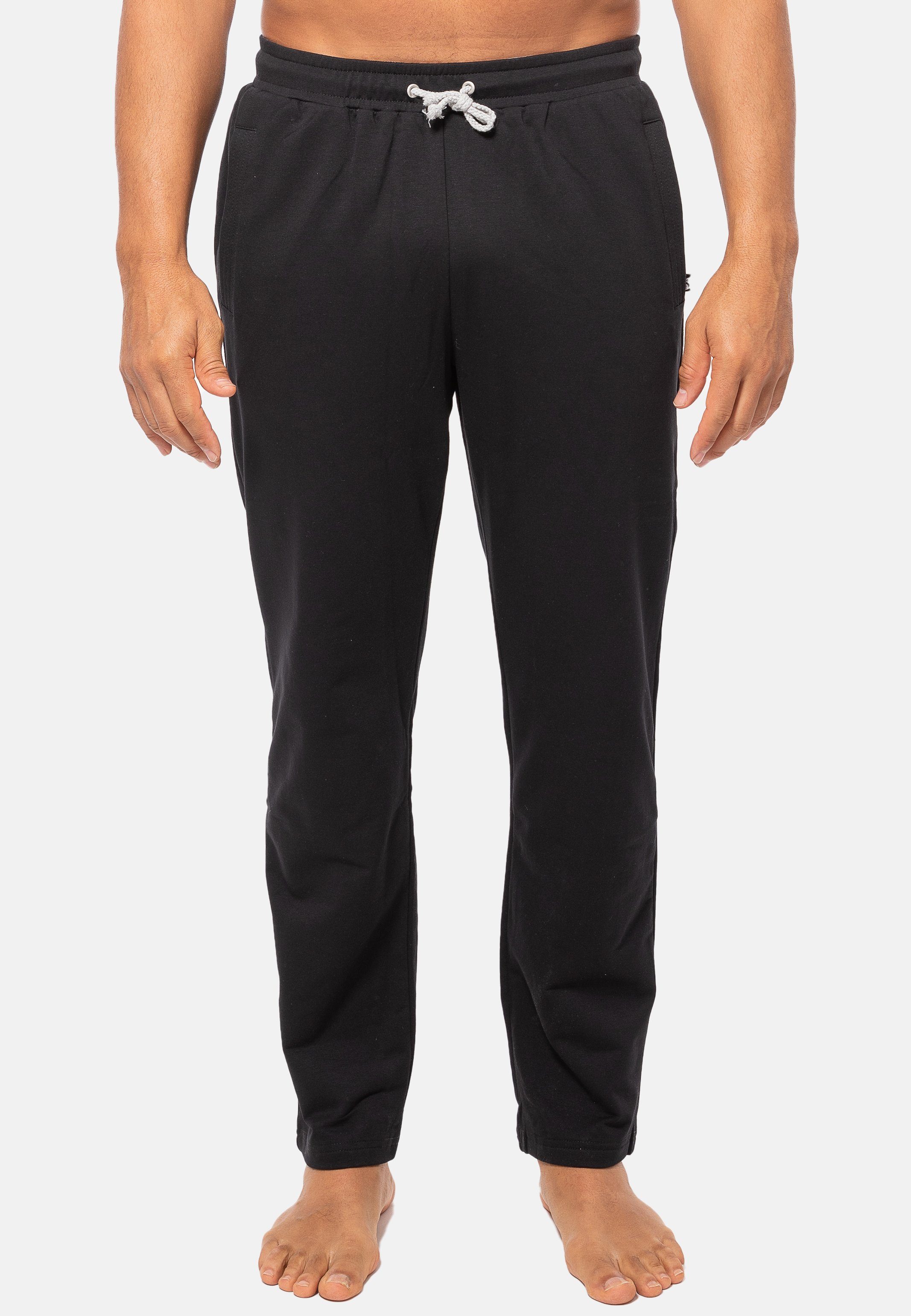 Hajo Jogginghose Klima-Komfort (1-tlg) Homewear Hose - Baumwolle - Lange Hose mit zwei Hosentaschen Schwarz