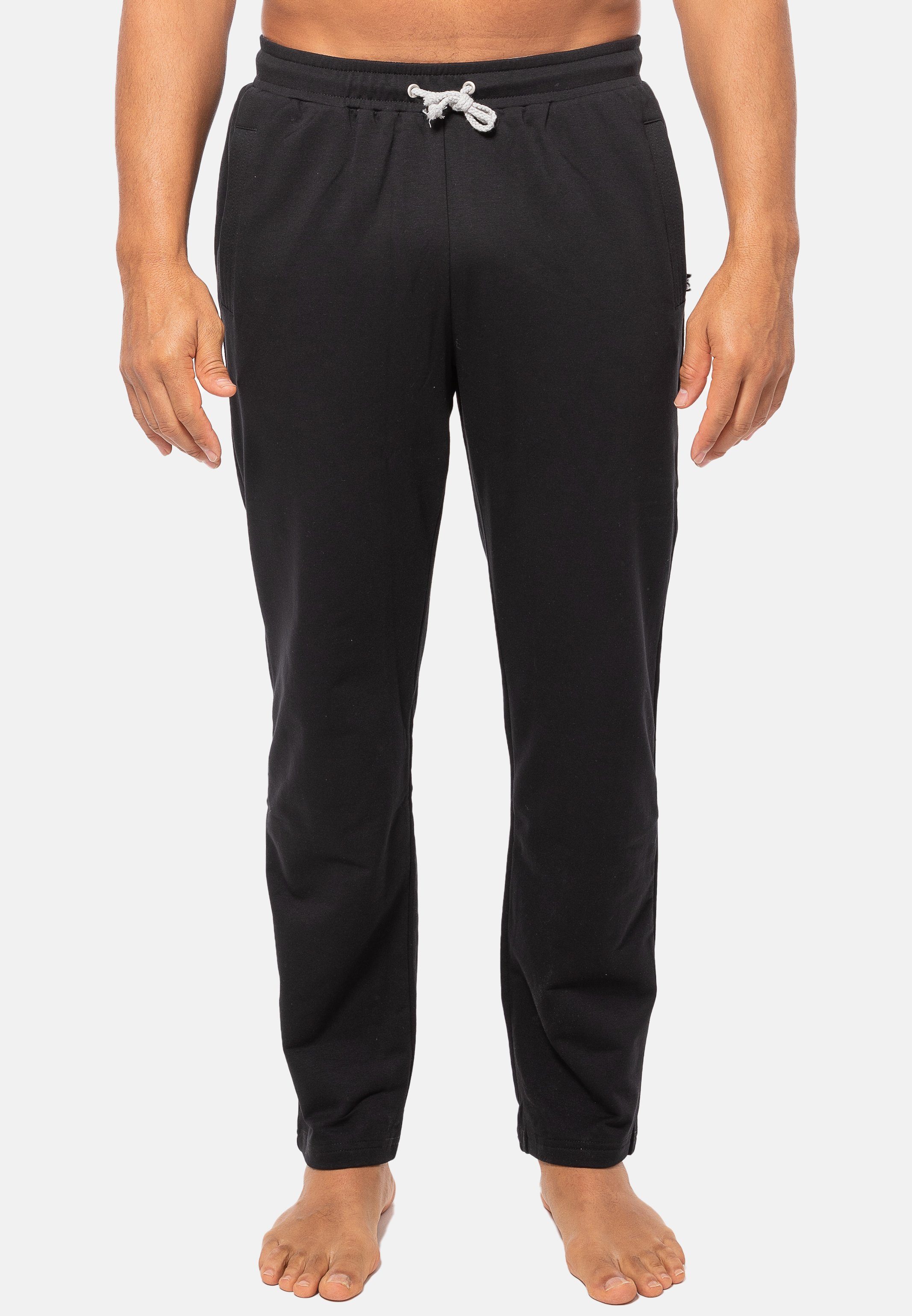 Jogginghose zwei - mit Klima-Komfort Hosentaschen Homewear (1-tlg) Hajo - Lange Schwarz Hose Hose Baumwolle