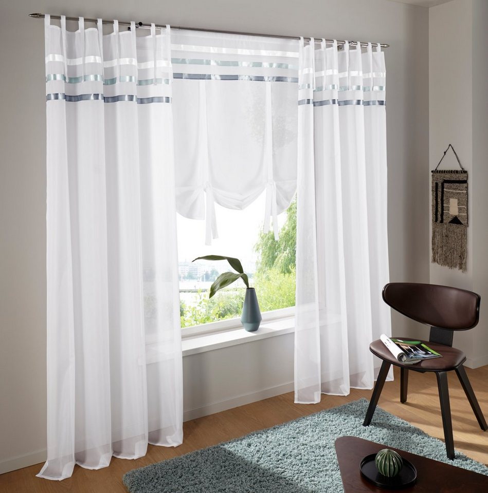 Bindegardine EBY, my home, Stangendurchzug (1 St), halbtransparent, Satin,  Transparent, Satin, Polyester