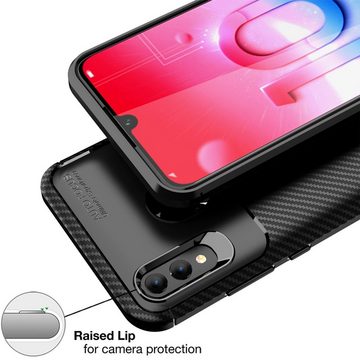 Nalia Smartphone-Hülle Huawei P Smart (2019), Carbon Look Silikon Hülle / Matt Schwarz / Rutschfest / Karbon Optik