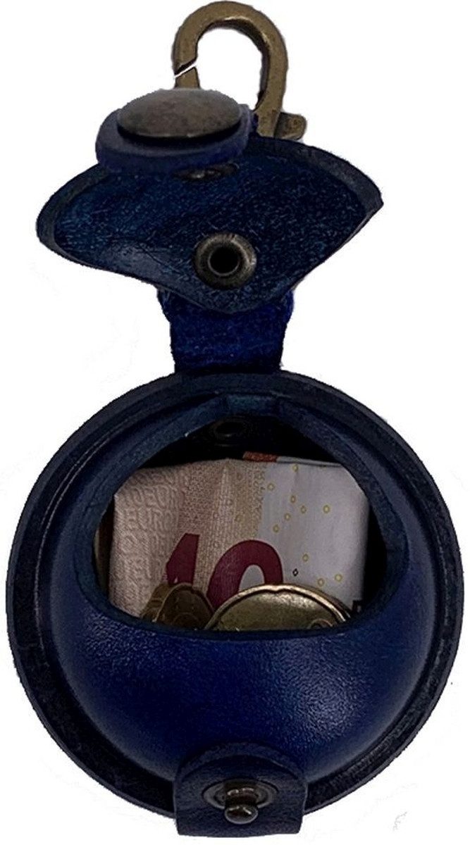 Mika Gürteltasche Mini Schlüsselanhänger / Kleingeldbörse Sattelleder 5cm blau