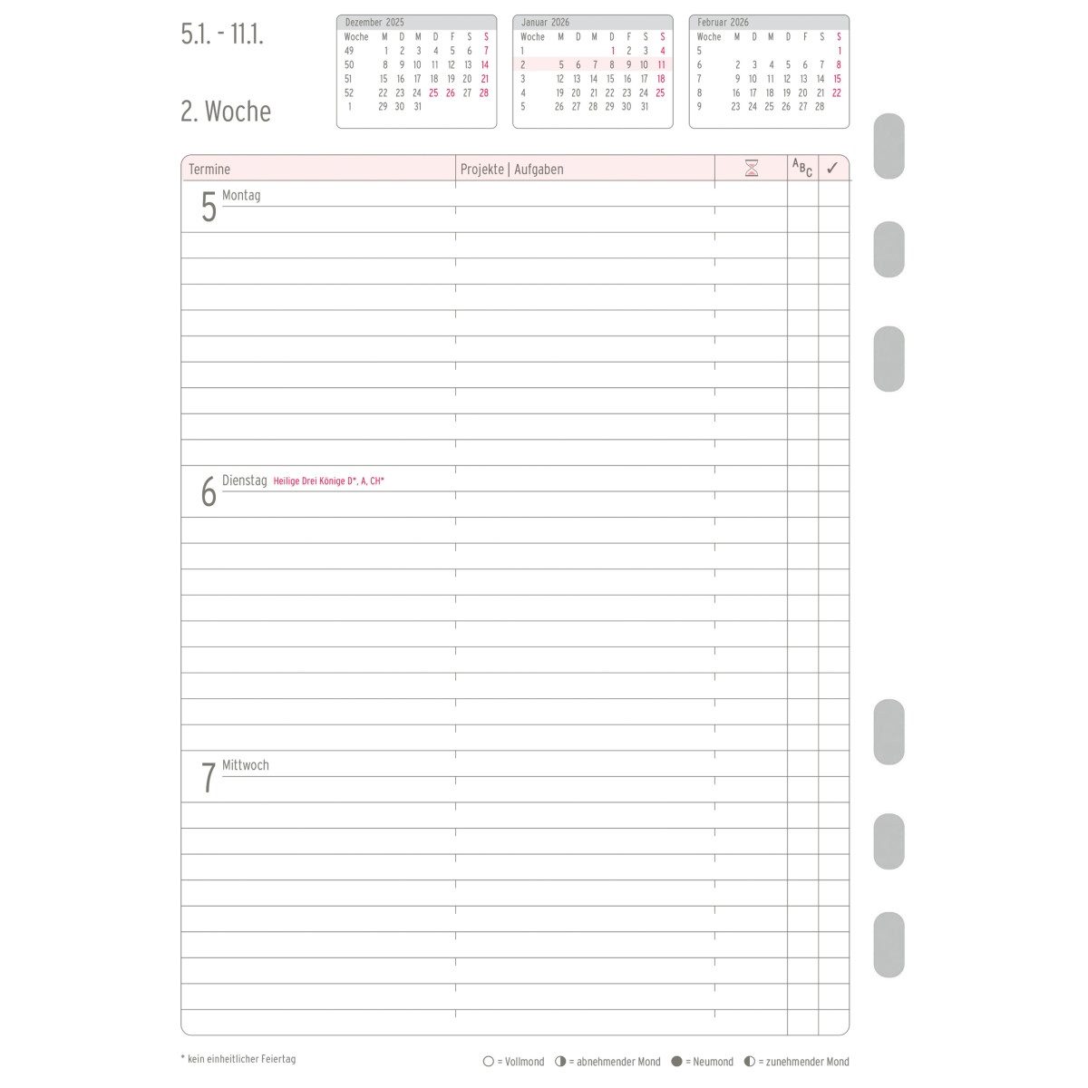 CHRONOPLAN Terminplaner Wochenplan A5 1 Woche/2 Seiten horizontal 2026
